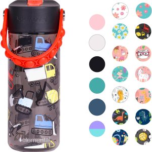 Elemental Botellas de agua a prueba de fugas para niños, botella de agua para niños para la escuela con divertido mango de apretar  Botella de agua Elemental Botellas de agua a prueba de fugas para niños, botella de agua para niños para la escuela con divertido mango de apretar  Botella de agua