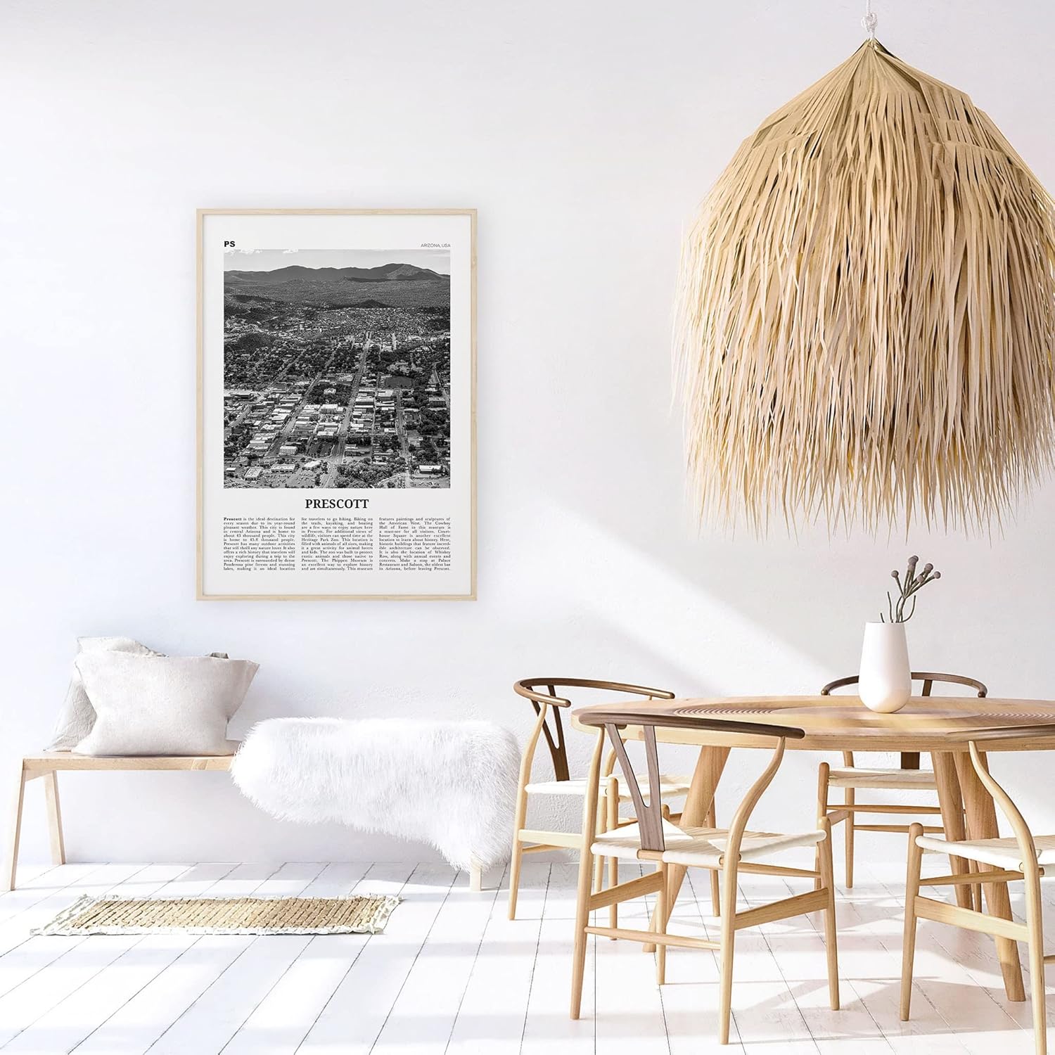 Prescott Print – Arte de pared en blanco y negro, póster de Prescott, foto de Prescott, decoración de pared de Prescott, mapa de Prescott, Arizona,