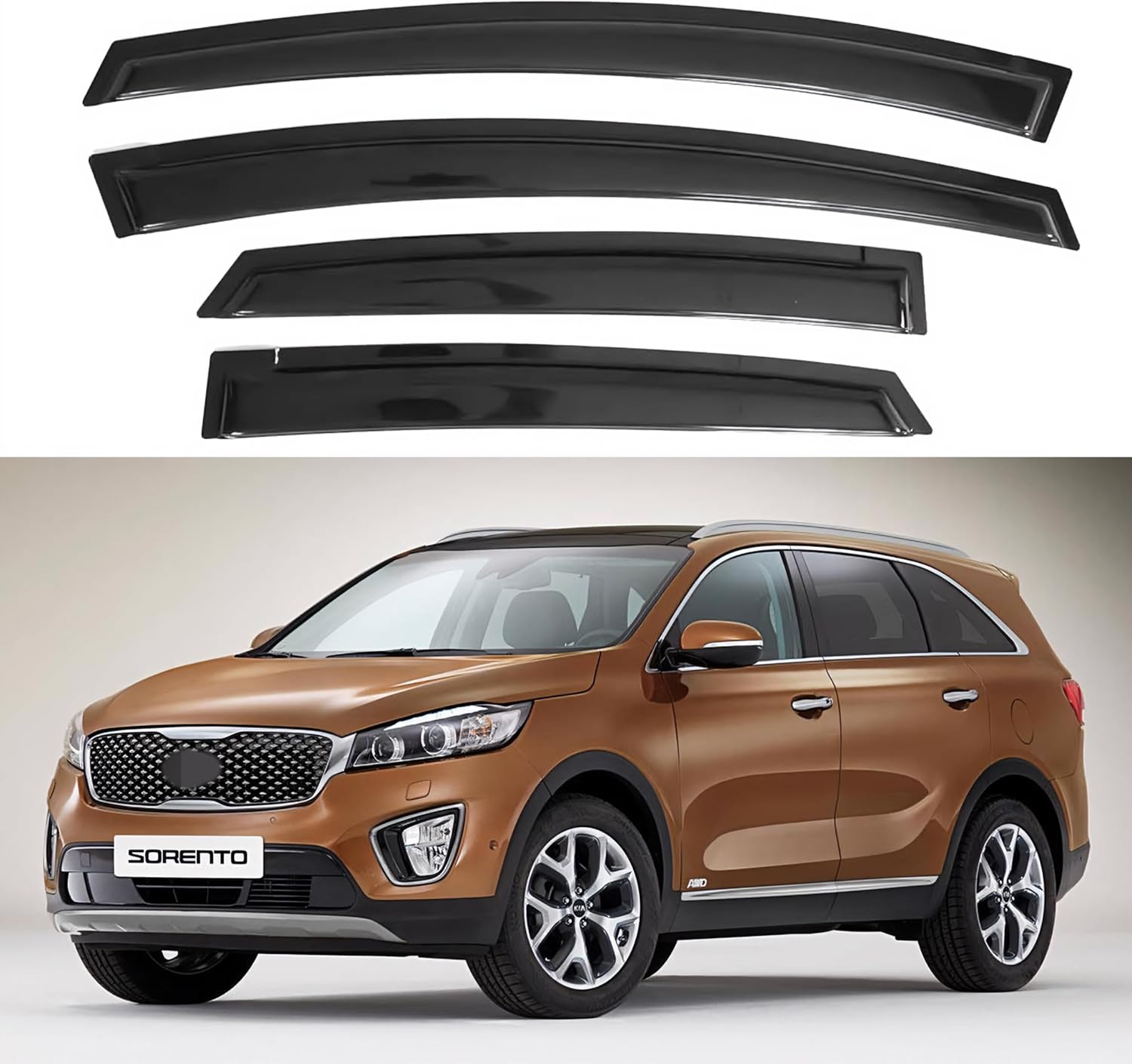 IMMORTAL GROUP Visor de ventana compatible con Kia Sorento 2010-2015, protector de lluvia, cinta extraduradera, deflector de ventana de ventilación