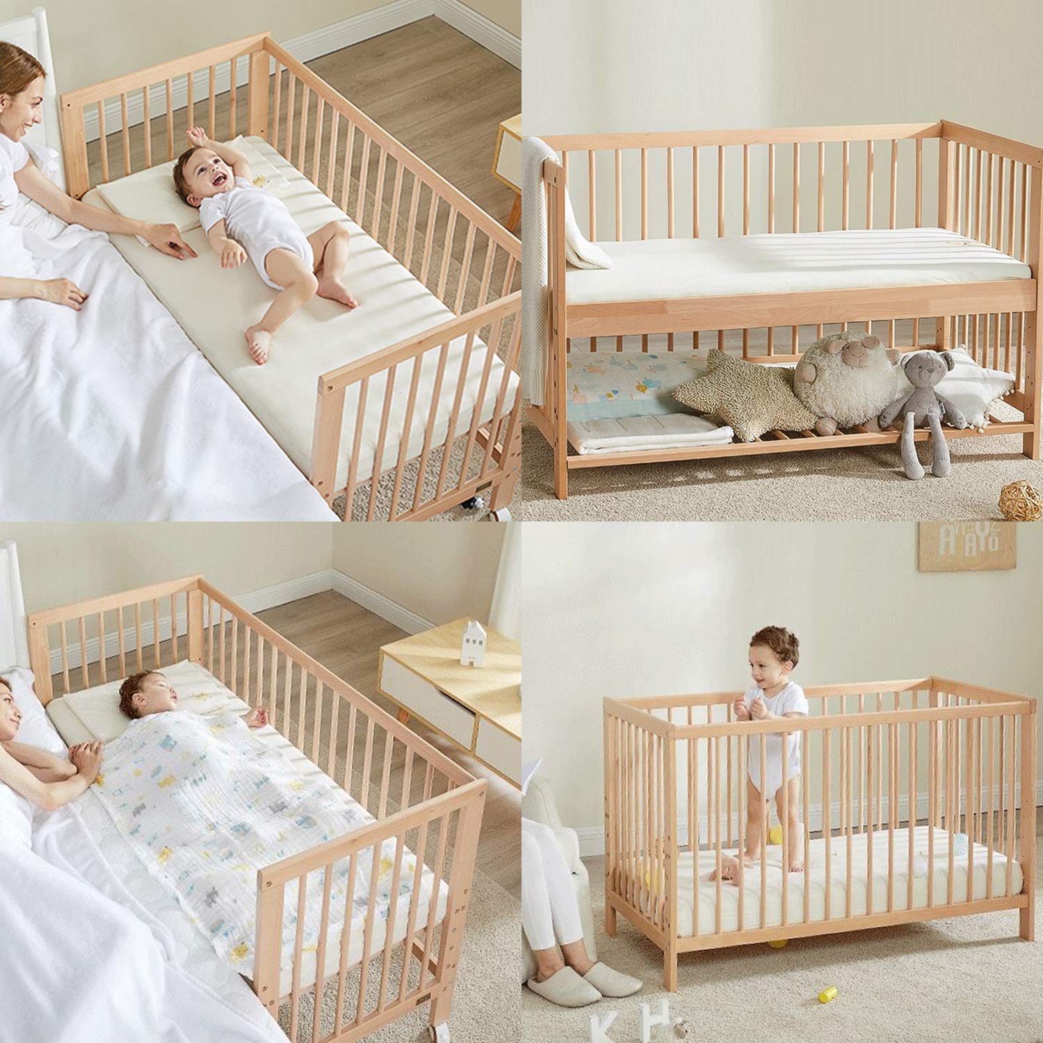 NTBAY – Sábana bajera ajustable para cuna para bebé, color sólido y suave, 28.0 x 52.0 pulgadas