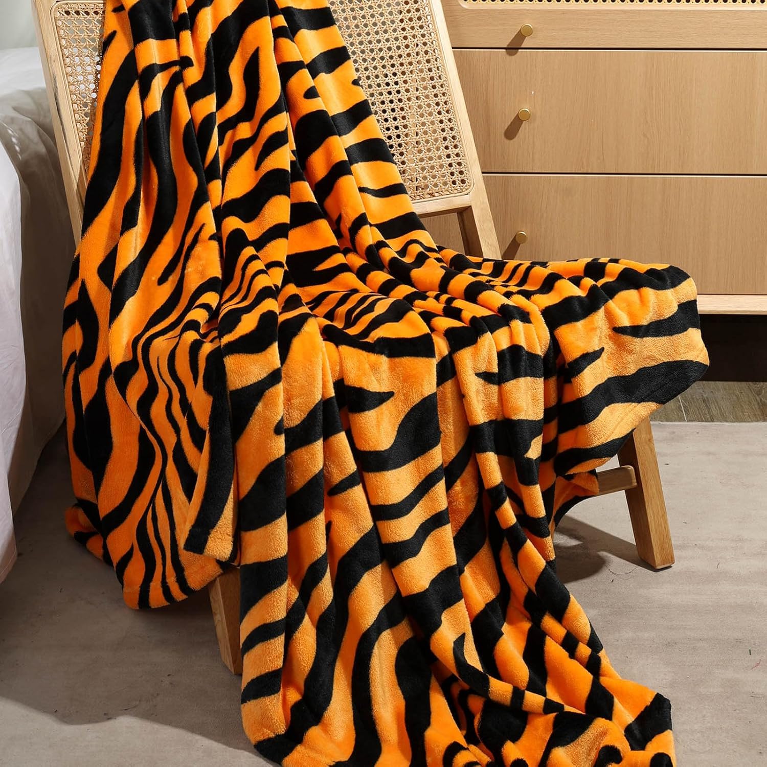 NANPIPER Manta de cama suave para decoración de habitación, mullida, tamaño individual, mantas cálidas con estampado de cebra