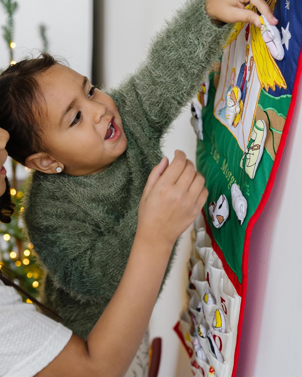 Pockets of Learning – Calendario de Adviento personalizado de natividad tradicional  Decoración navideña, escena del pesebre de la guardería,