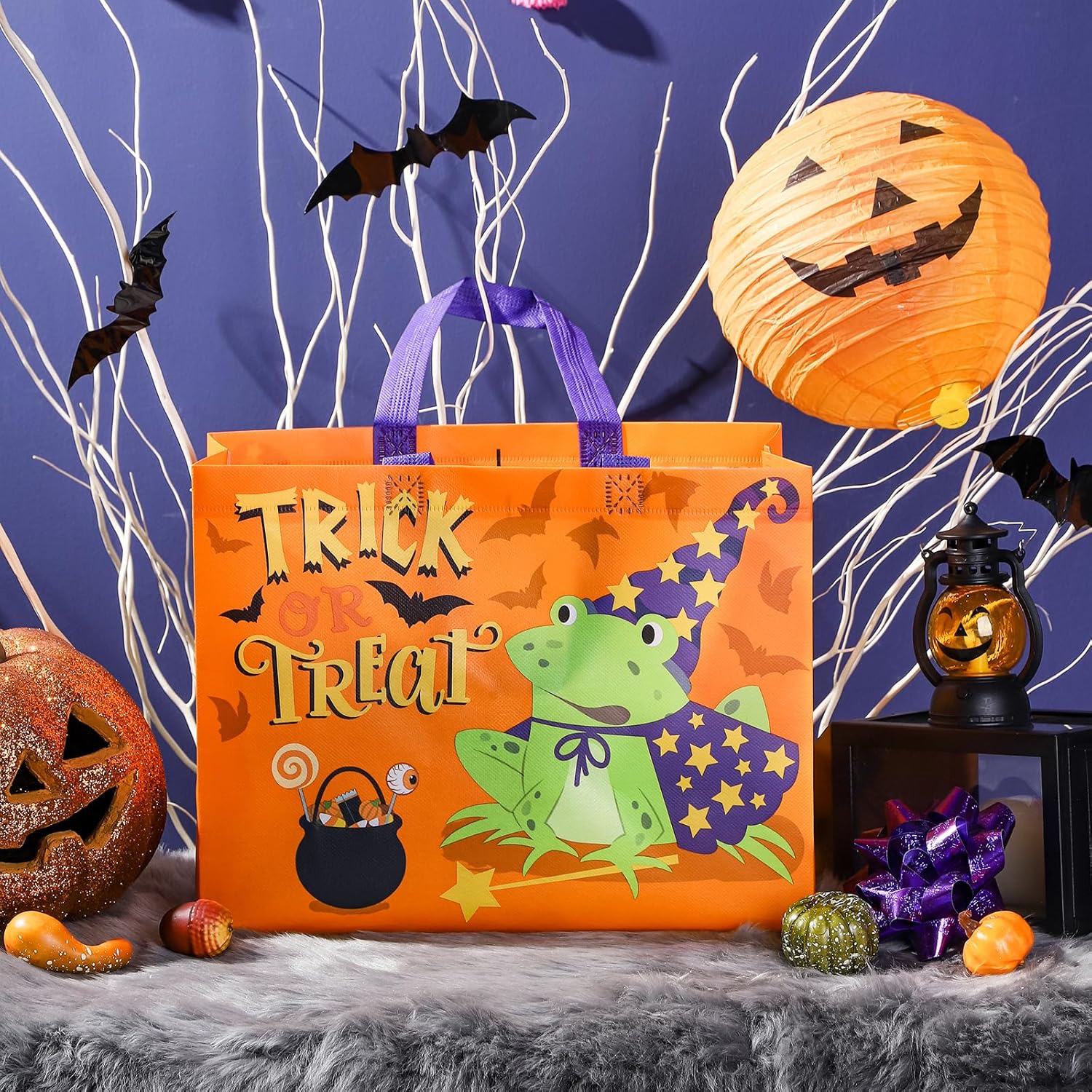 Loveinside Bolsas de regalo recicladas medianas de Halloween con asas, bolsa de regalo reutilizable para fiesta de Halloween, bolsa de compras – 13