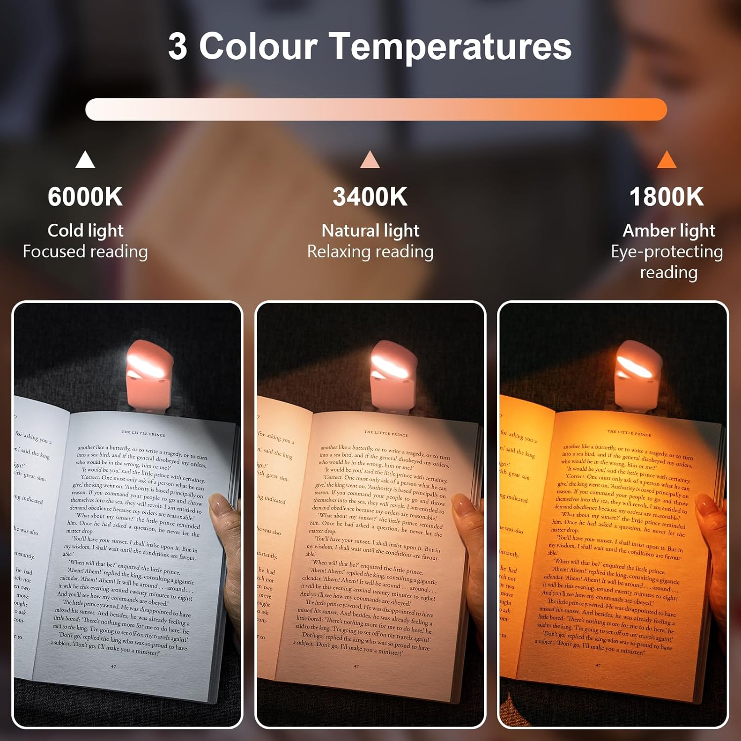 Gritin Luz de libro recargable para leer en la cama con función de memoria, mini portátil, cuidado de los ojos, 3 colores, brillo regulable, larga