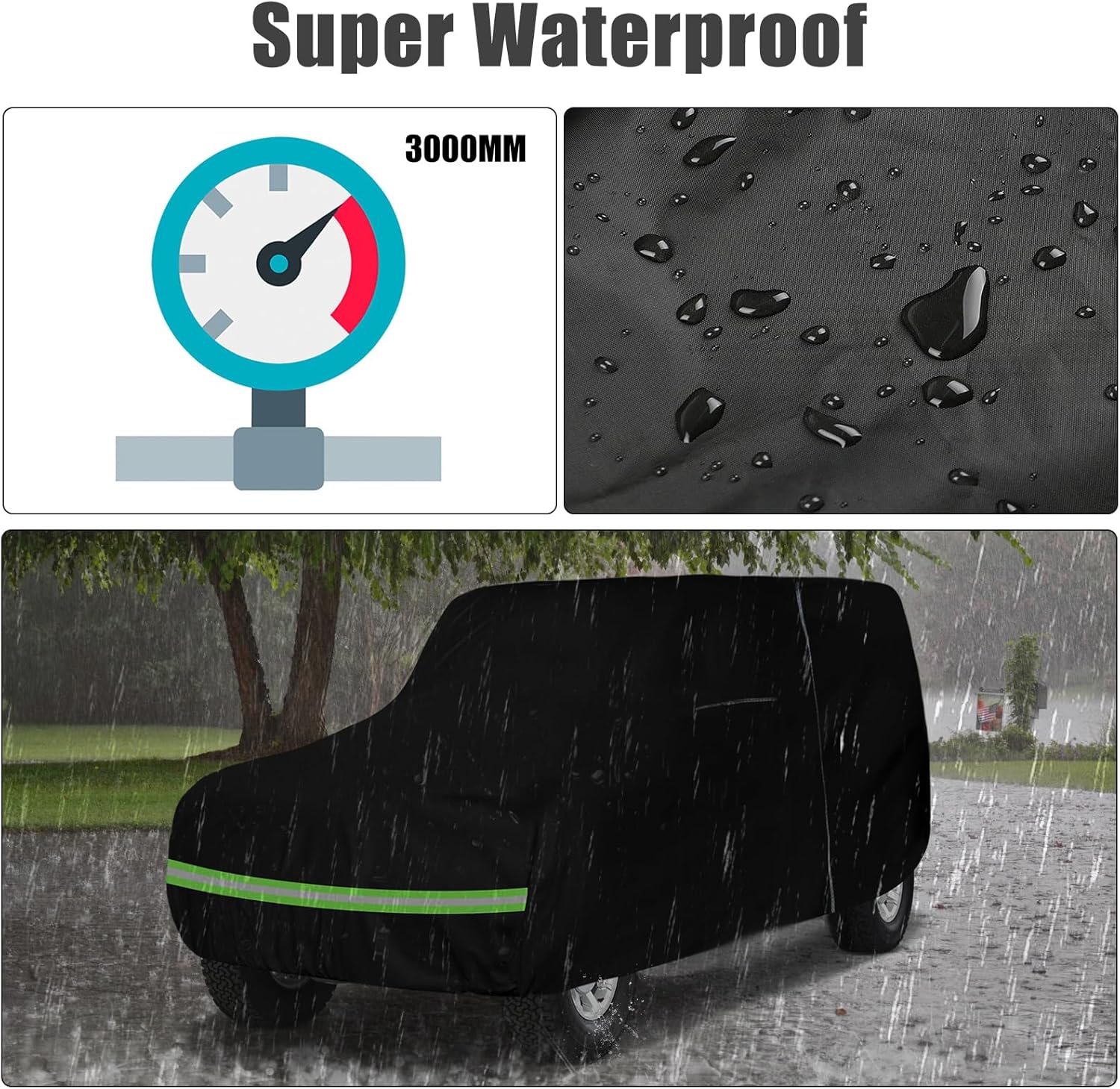 Funda impermeable para automóvil de repuesto para Toyota Land Cruiser FJ404142 210T 1960-1984 para todo tipo de clima, con puerta de cremallera,
