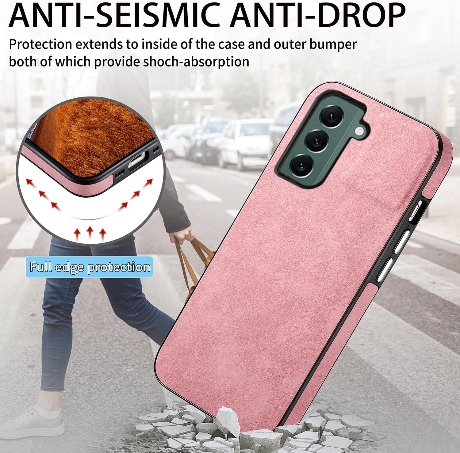 Asuwish Funda de teléfono para Samsung Galaxy S22 5G con protector de pantalla de vidrio templado y funda delgada de cuero suave y resistente,