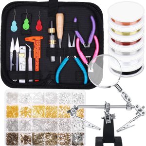 shynek Suministros para hacer joyas, kit de joyería de 1597 piezas con alicates de joyería, herramientas, alambre de joyería y accesorios de joyería shynek Suministros para hacer joyas, kit de joyería de 1597 piezas con alicates de joyería, herramientas, alambre de joyería y accesorios de joyería