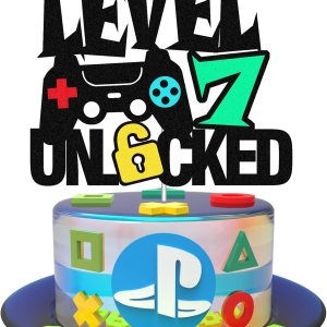Level 7th – Letrero desbloqueado para decoración de pastel de feliz 7 cumpleaños, decoración de pastel de nivel séptimo para controlador de Level 7th – Letrero desbloqueado para decoración de pastel de feliz 7 cumpleaños, decoración de pastel de nivel séptimo para controlador de