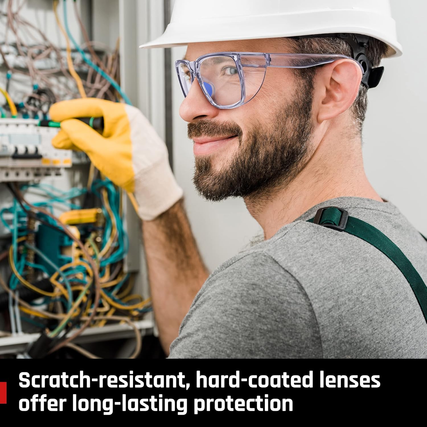 RIVBAO Gafas de seguridad para los ojos con protección UV, resistentes a los arañazos y antiniebla, gafas de laboratorio sobre gafas TA24