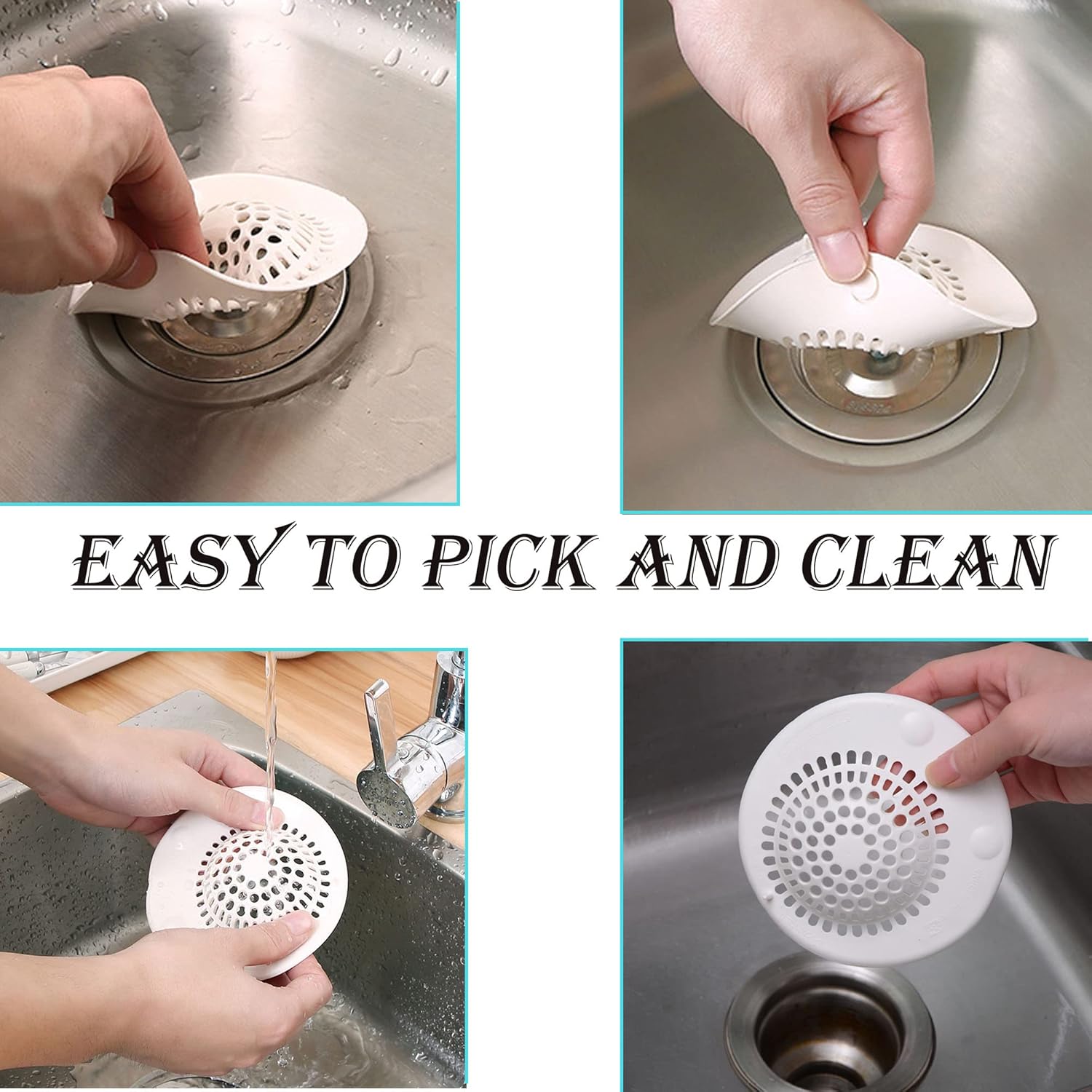Tapón de silicona duradero para drenaje de ducha, para fregadero de cocina, baño, bañera, fácil de instalar y limpiar (paquete de 2)
