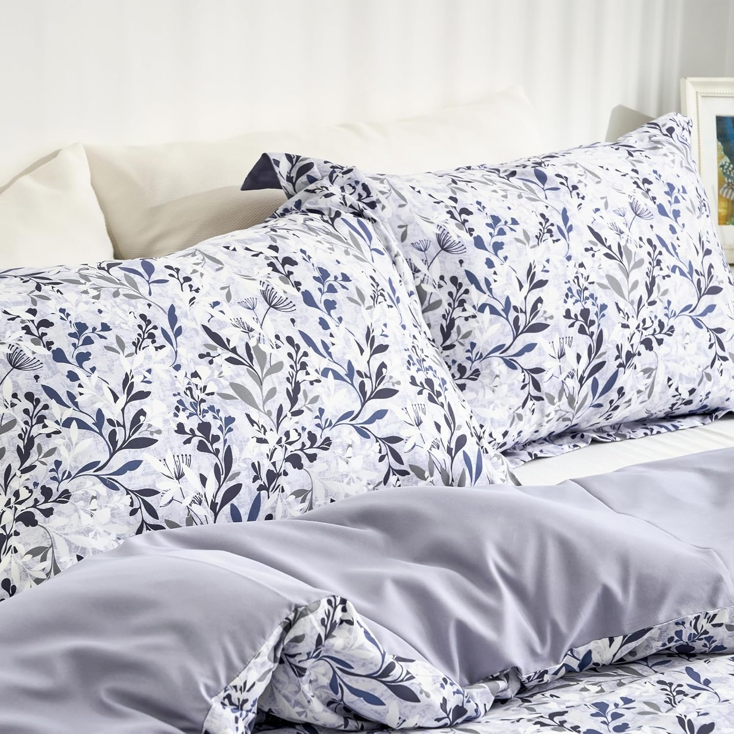 McVernon’s Funda de edredón floral tamaño King de 3 piezas, funda de edredón floral King con 2 fundas de almohada, juego de ropa de cama suave para