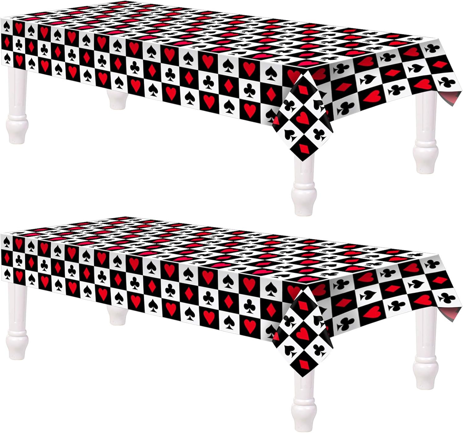 Mantel de póquer de 2 piezas para decoración de fiesta temática de casino, cubierta de mesa de Las Vegas, camino de mesa de casino para jugar