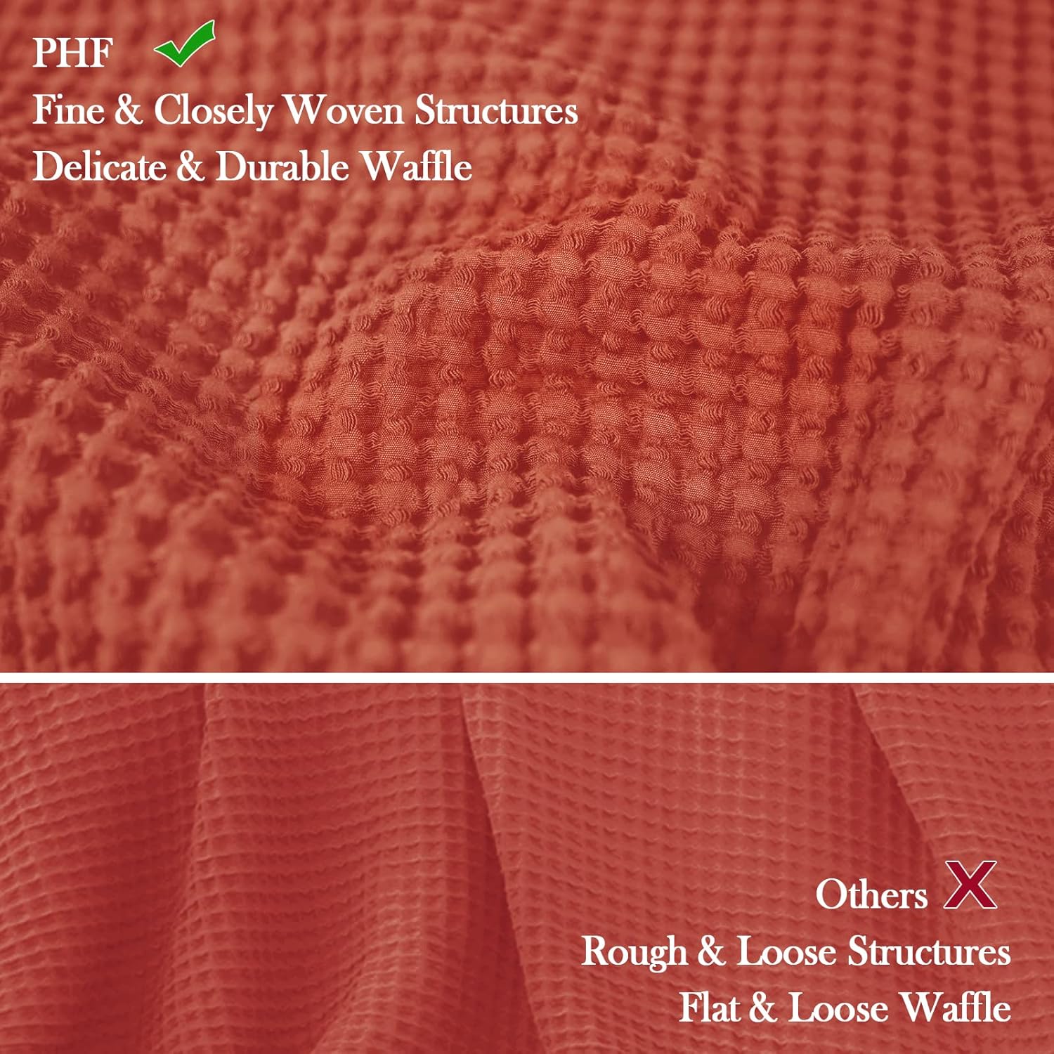 PHF – Manta 100% algodón tejido gofre tamaño Queen 90 x 90 pulgadas, manta suave y transpirable prelavada, para todas las estaciones, capa perfecta