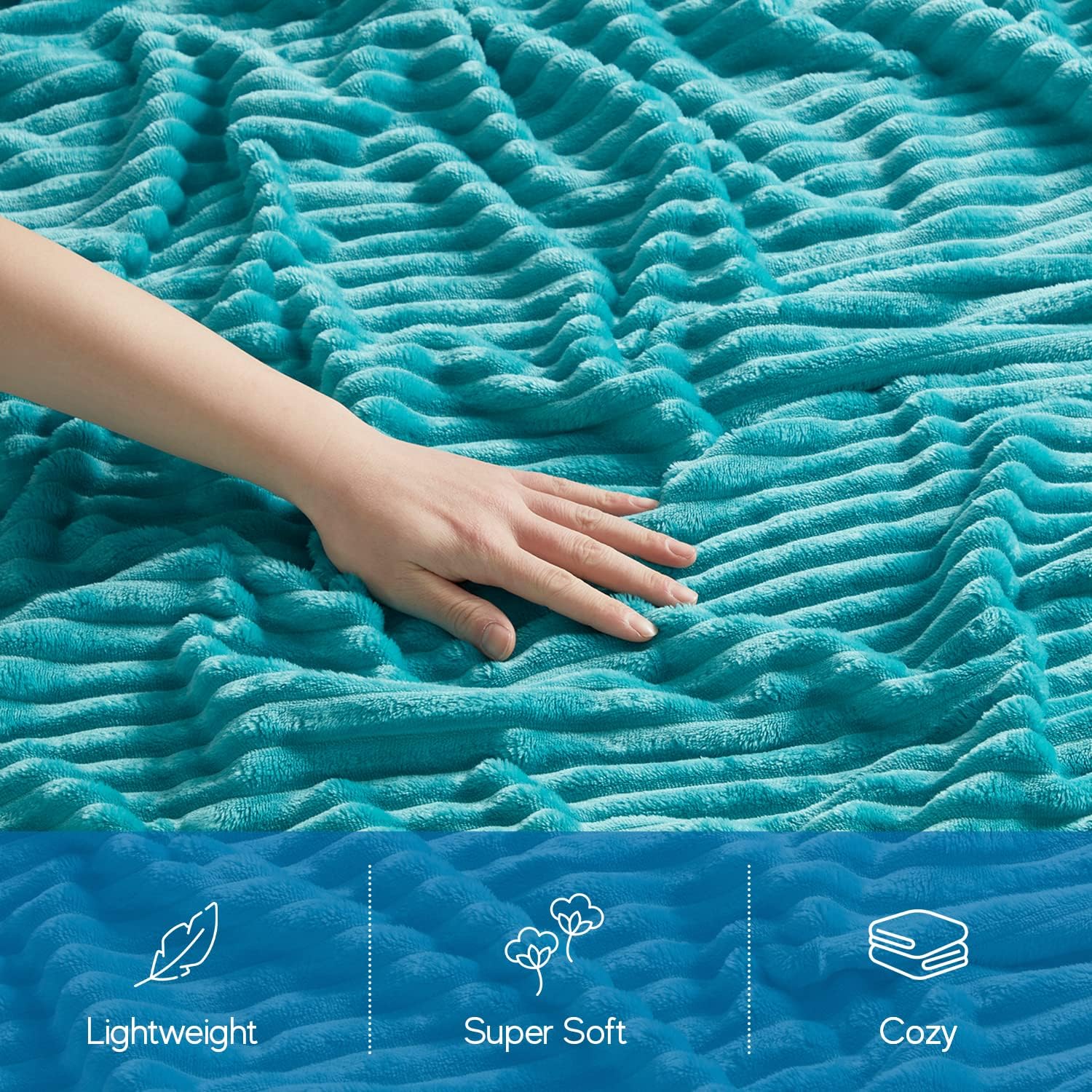 Nestl – Manta de felpa de corte Queen, ligera, súper suave, esponjosa, de lujo, lavable a máquina, 90×90 pulgadas, color azul turquesa
