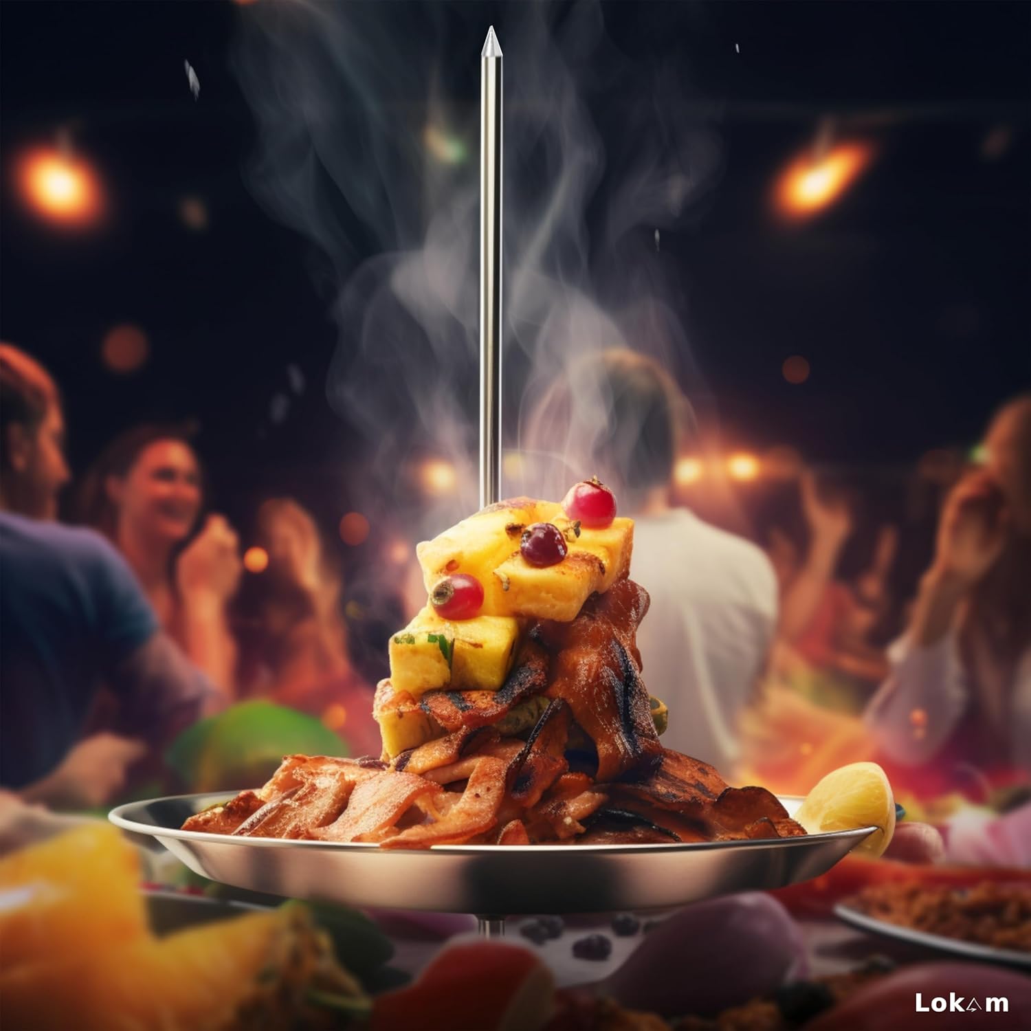 Brocheta Al Pastor de acero inoxidable con 3 picos extraíbles (7, 9 y 12 pulgadas) para Trompo para tacos Al Pastor, asador vertical, parrilla
