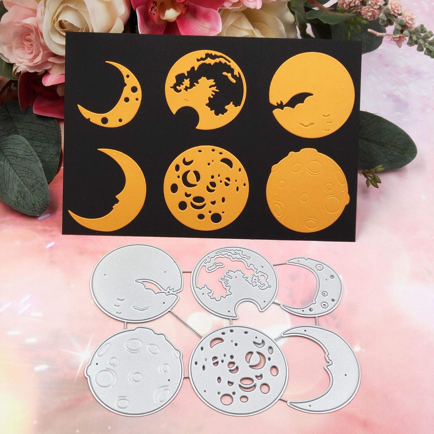 DIY Luna en forma de corte de metal troqueles plantilla álbum de recortes álbum de fotos decorativo de papel de felicitación que hace tarjetas de