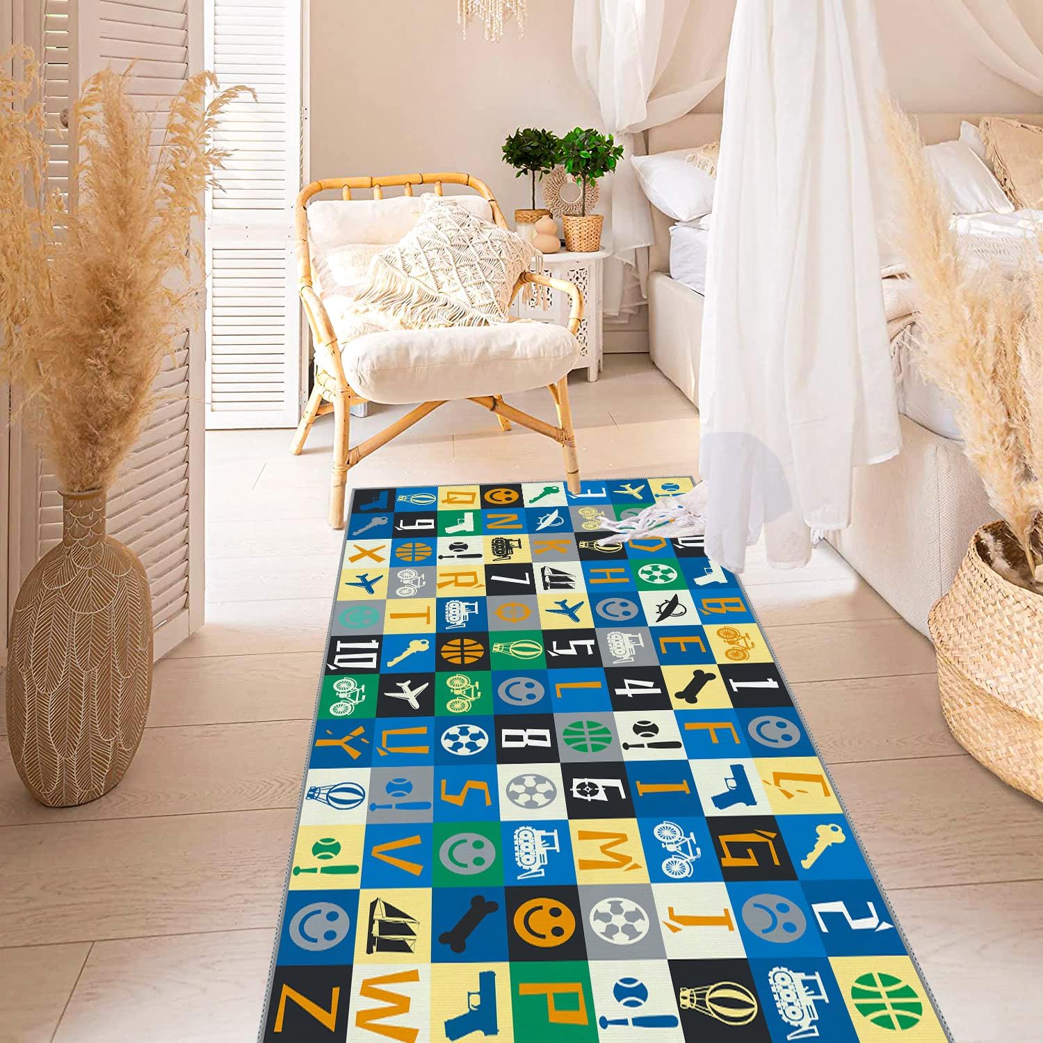 Blue Kids ABC – Alfombra educativa con diseño de números ABC para sala de juegos, habitación de niños, habitación de niños, habitación de bebé, 2