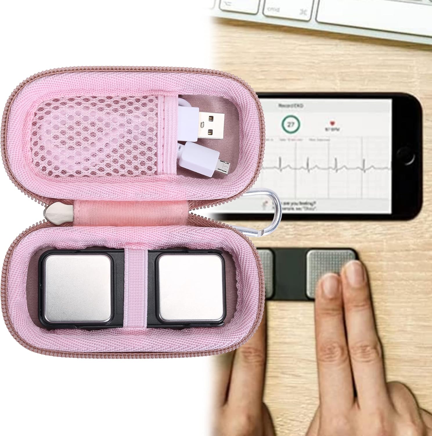 Khanka Funda rígida de repuesto para AliveCor Kardia Mobile ECGKardiaMobile 6L EKG (oro rosa)