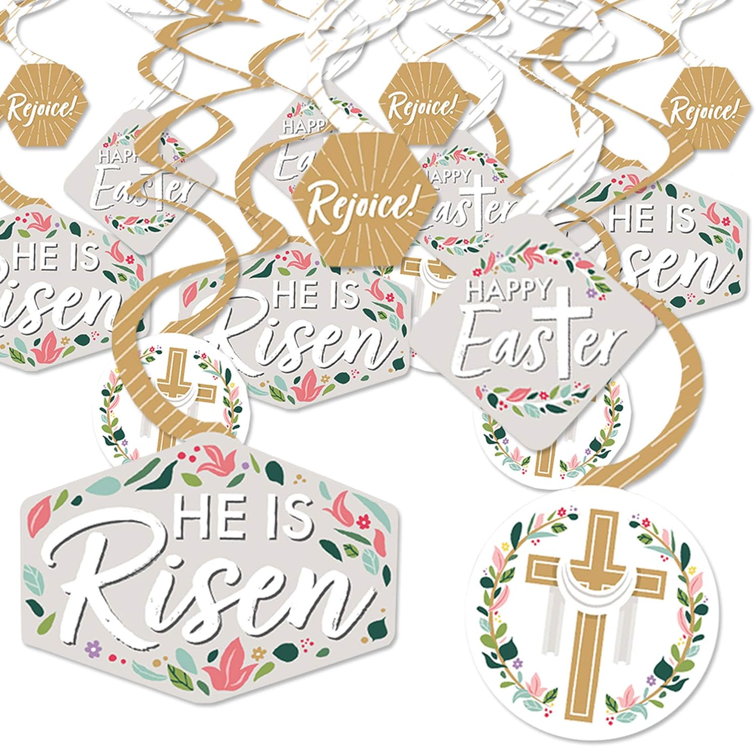 Big Dot of Happiness Pascua religiosa  Decoración cristiana para colgar  Remolinos de decoración de fiesta  Juego de 40