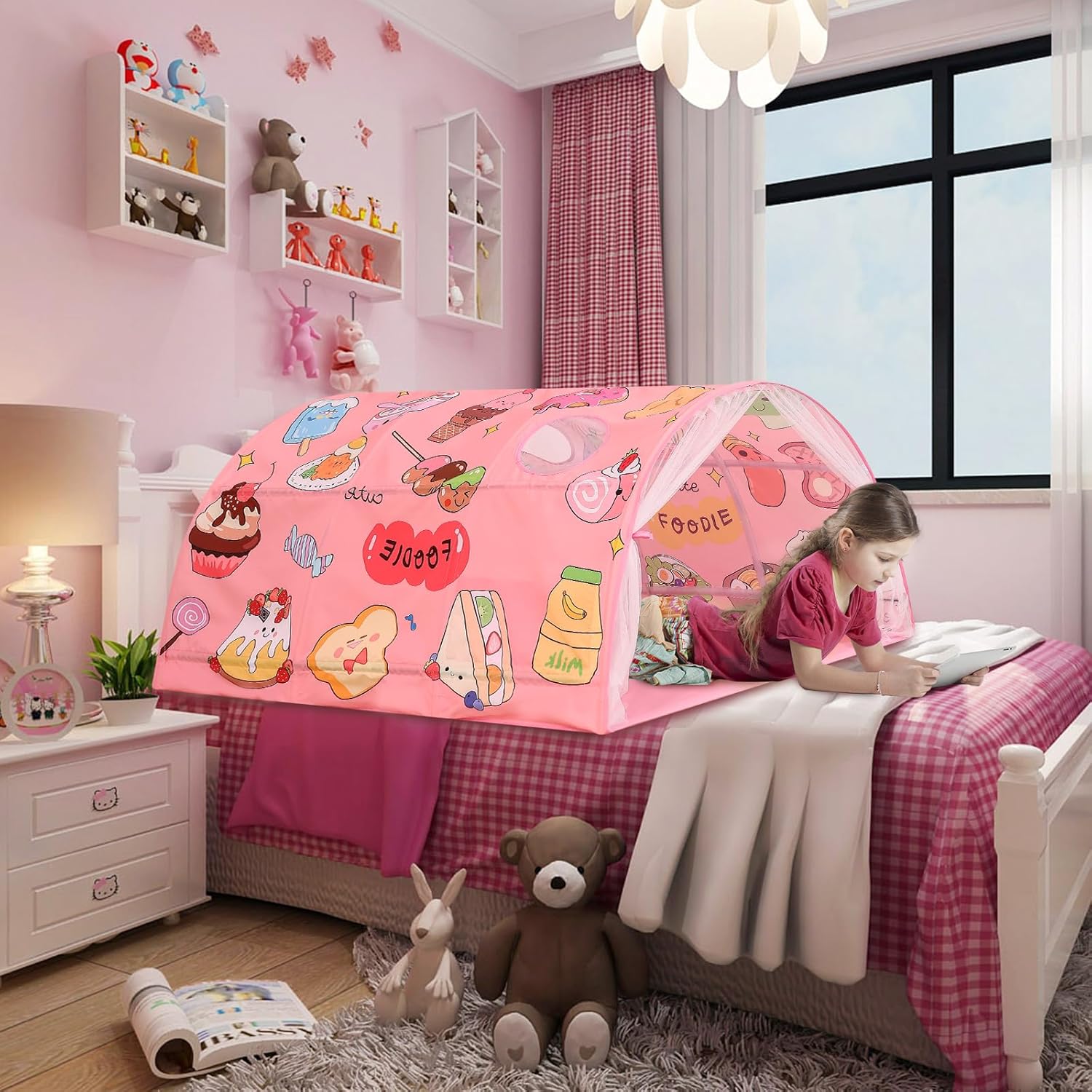 Tienda de campaña para niños y niñas, camas individuales, zoológicos y coches, tienda de campaña para niños y niñas, ventilada, para interiores,