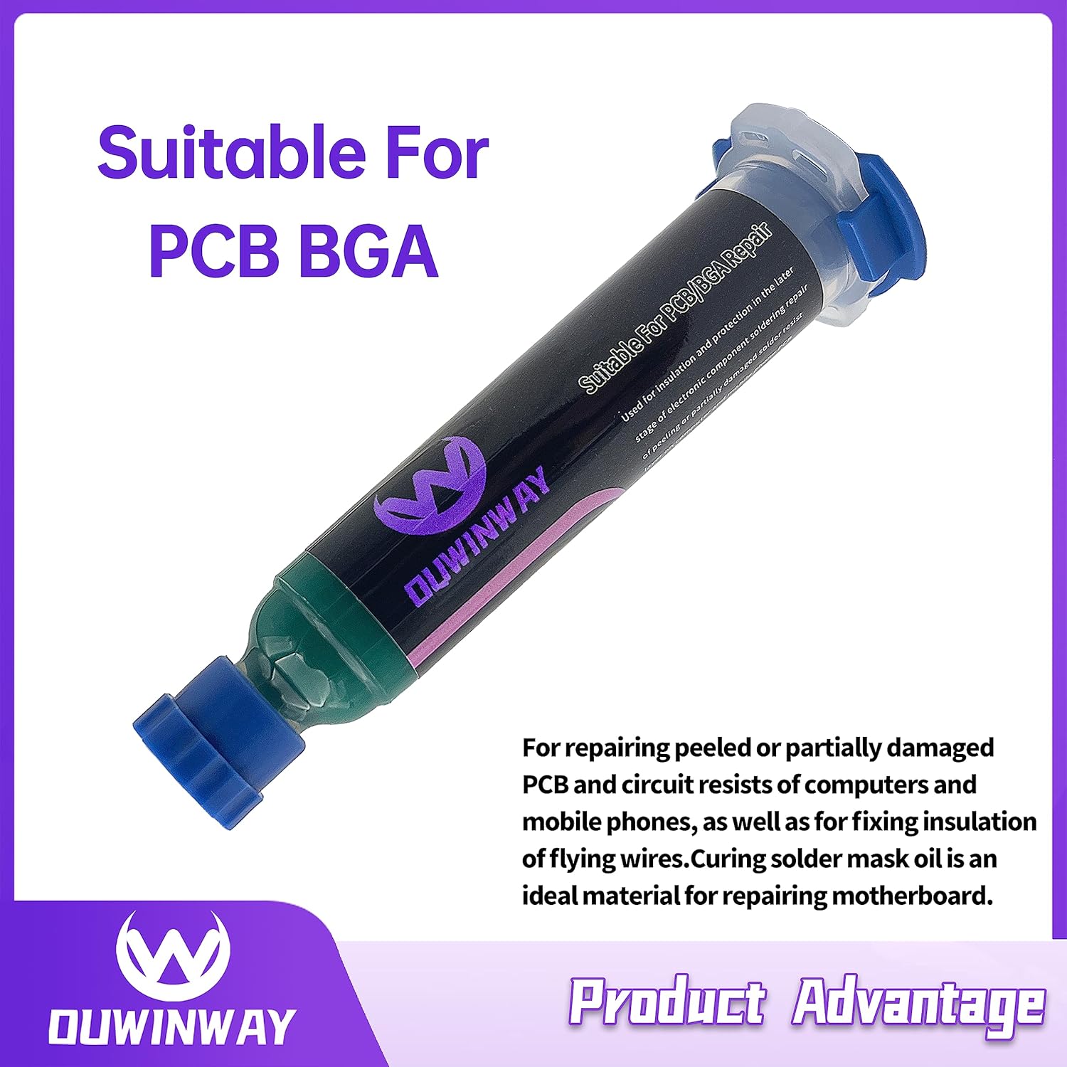 Ouwinway Paquete de 1 máscara de soldadura verde de curado UV, tinta de máscara de soldadura de curado UV, tinta de máscara de soldadura UV, tinta