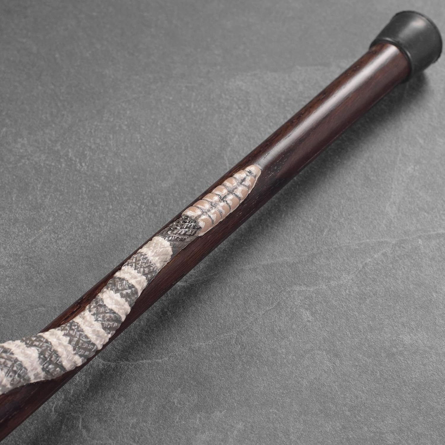 Bastón de serpiente de cascabel pintado a mano personalizado para hombres y mujeres, bastón único de madera tallado serpiente