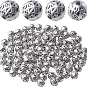 BronaGrand 100 espaciadores de cuentas tibetanas de plata antigua, espaciadores de bolas de Rondelle, cuentas sueltas para joyería, cuentas redondas BronaGrand 100 espaciadores de cuentas tibetanas de plata antigua, espaciadores de bolas de Rondelle, cuentas sueltas para joyería, cuentas redondas