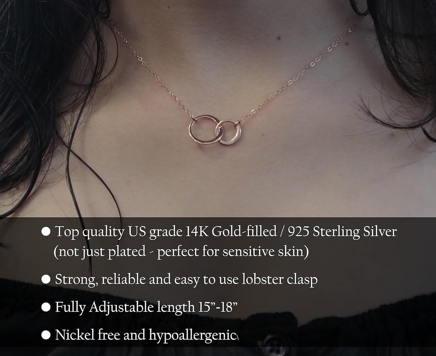 Bereavement Gifts for Loss of Father, Memorial Gifts, 2 Interlocking Circles Necklace with Meaningful Message