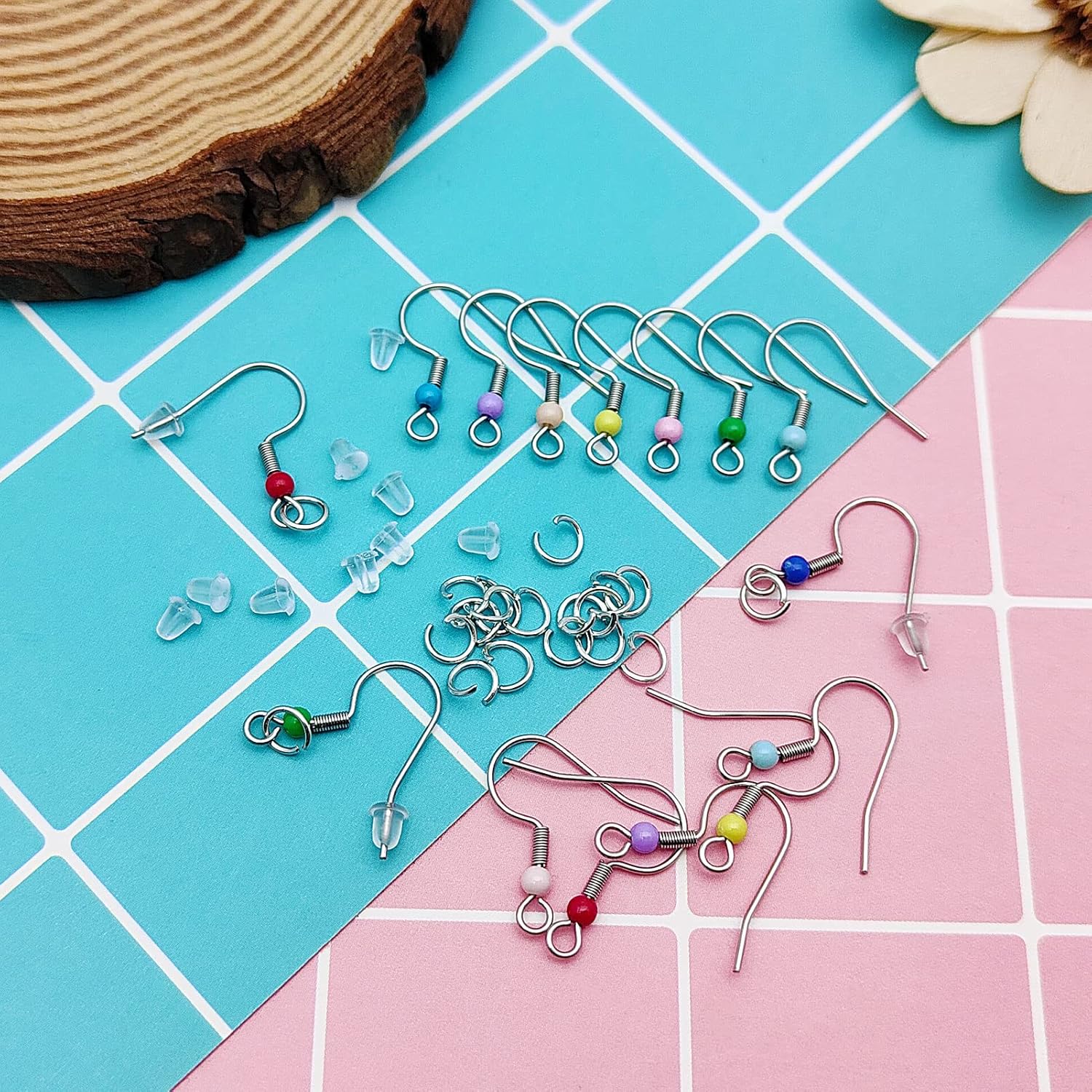 900 ganchos para aretes para hacer joyas, hipoalergénicos, aretes de acero inoxidable, alambres de oreja de acero inoxidable, aretes con anillos de