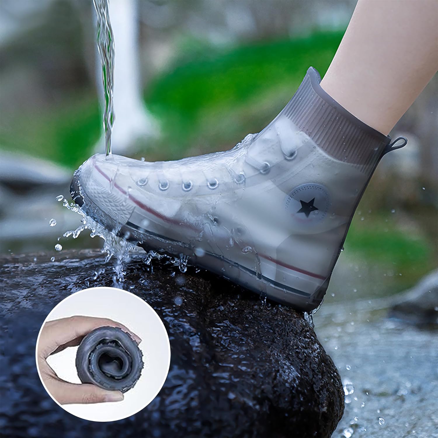 Fundas impermeables para zapatos, protectores antideslizantes gruesos para zapatos, reutilizables, plegables, para lluvia, exteriores, protectores