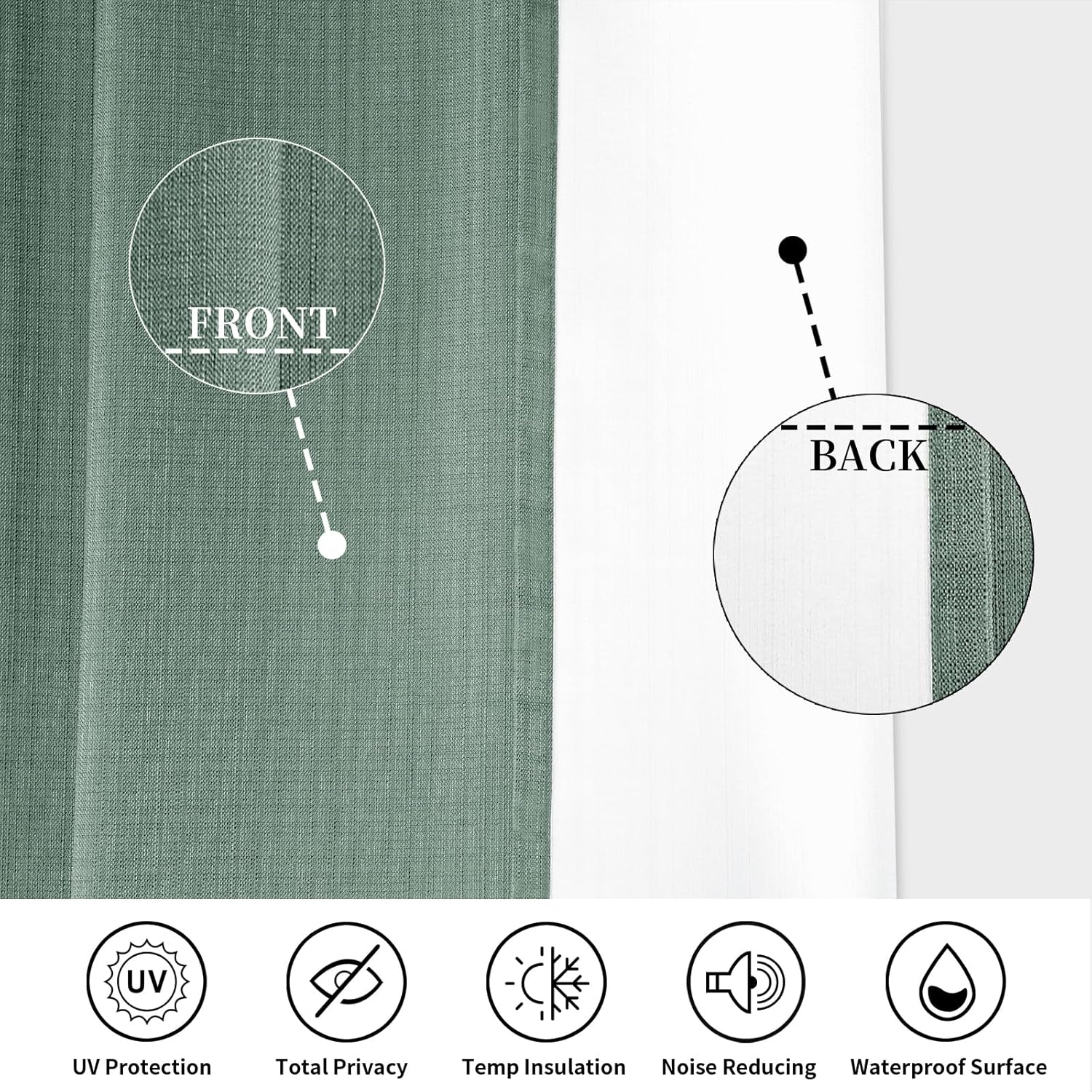 PureFit Cortinas de lino 100% opacas de 84 pulgadas de largo, juego de 2 paneles para oscurecer la habitación, con aislamiento térmico, cortinas
