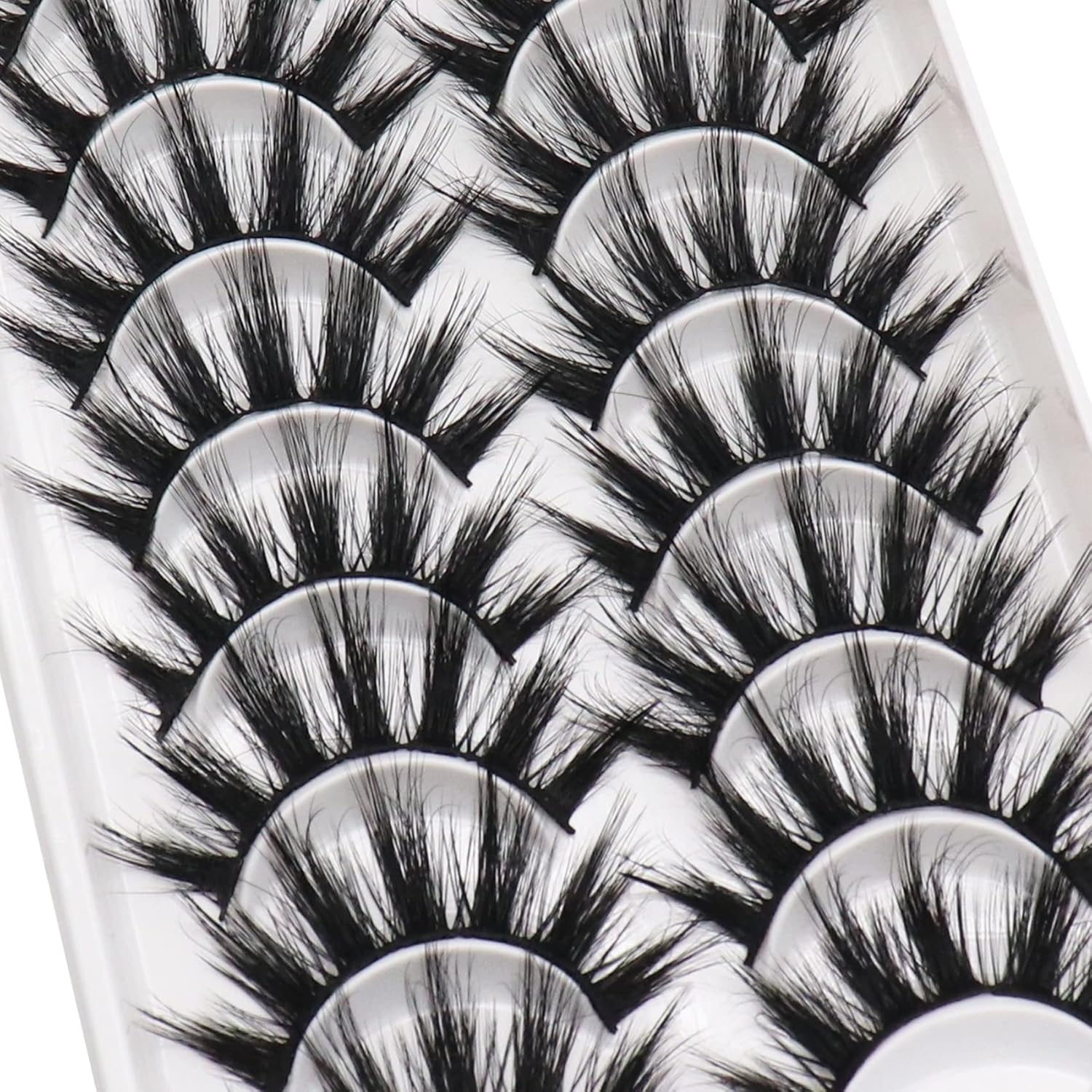 Veleasha Pestañas postizas 3D de Mink sintético 3D de 18mm de largo, aspecto natural, pestañas postizas para maquillaje de ojos, paquete de 10 pares