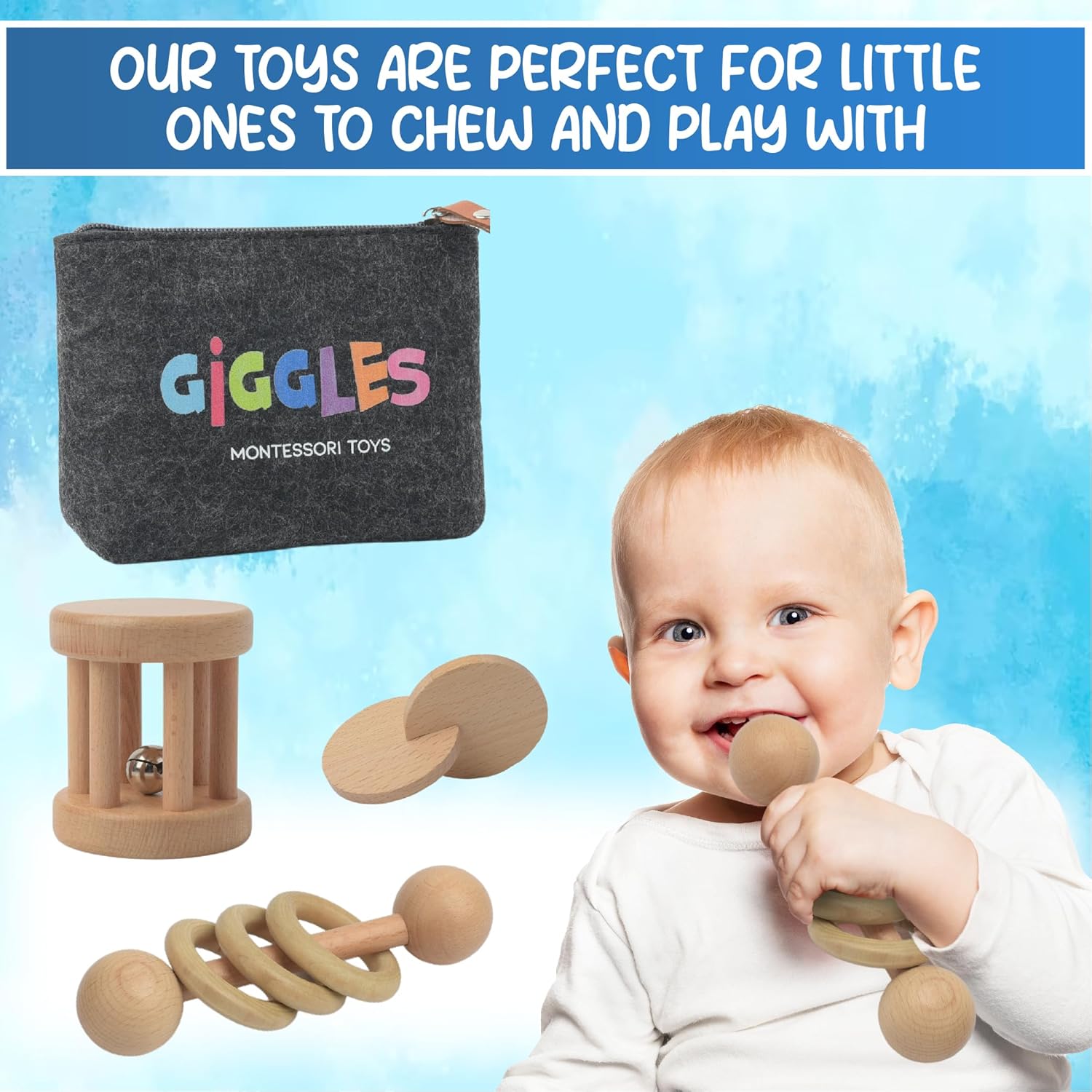 Juguetes Montessori para bebés de 0 a 6 meses y 6 a 12 meses, juguete de madera ecológico para estimulación sensorial, desarrollo de habilidades y