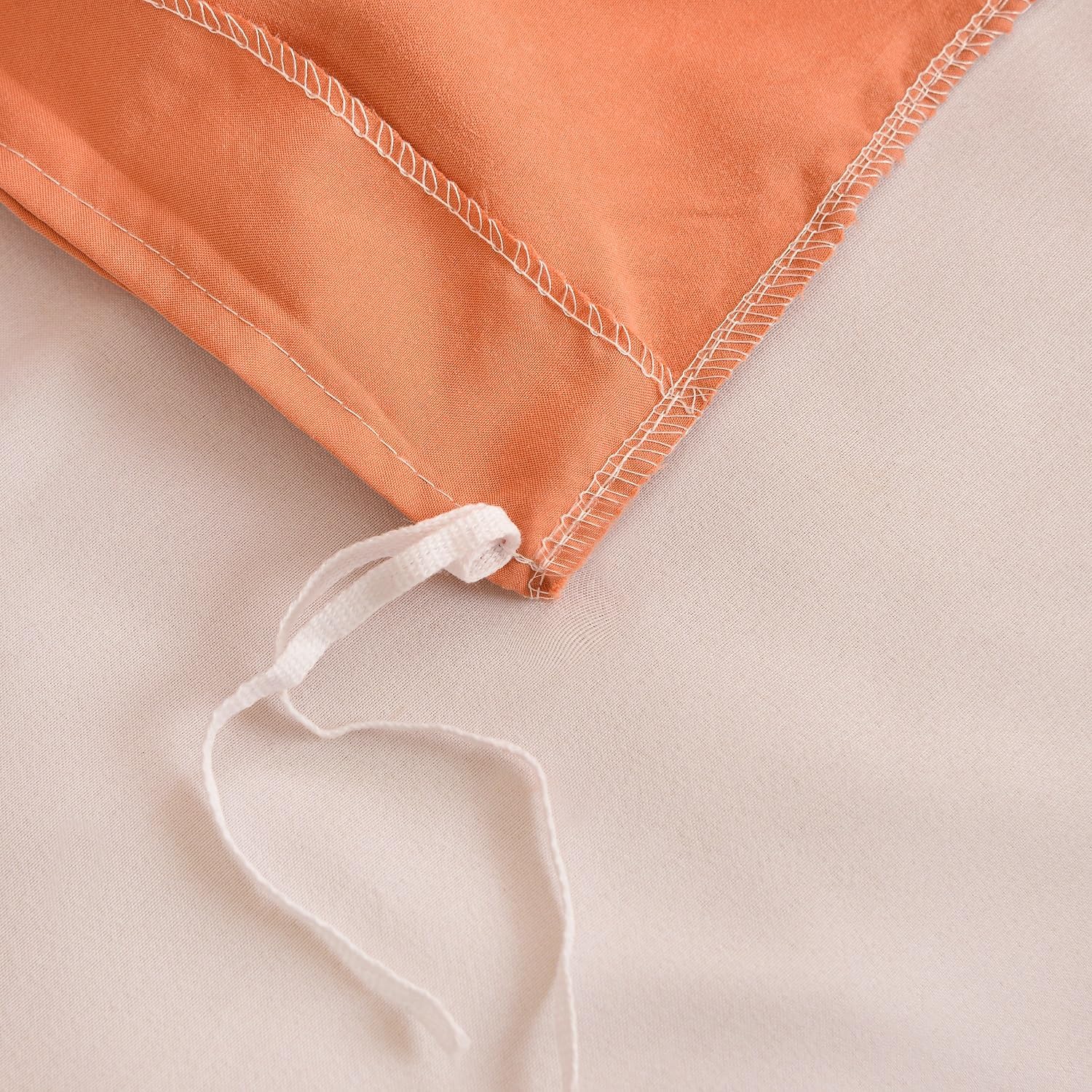 Juego de funda de edredón naranja 100% algodón, tamaño Queen, juego de ropa de cama suave de lujo de 3 piezas con cierre de cremallera. Funda de