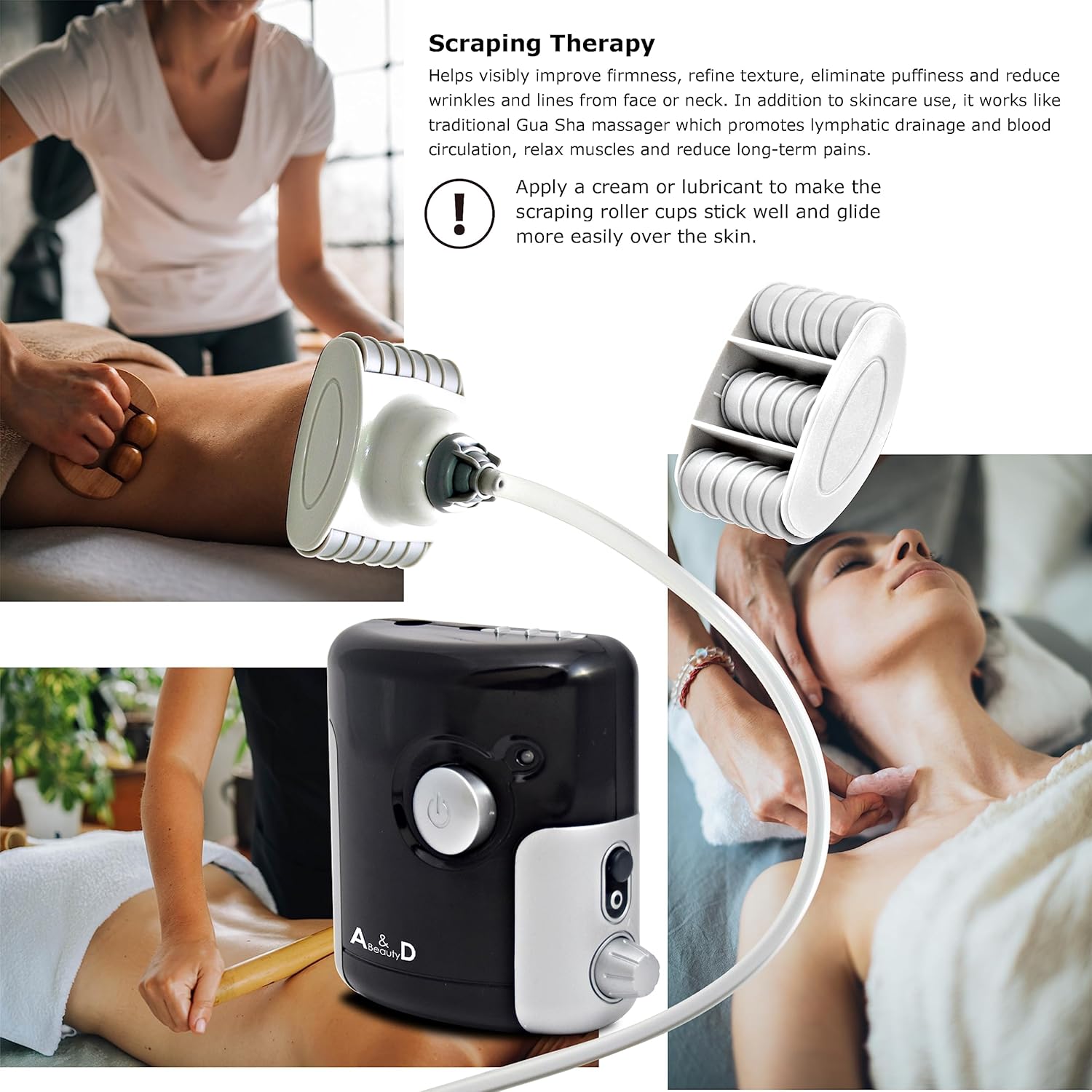 A & D Beauty Juego de terapia de ventosas, masajeador facial al vacío Dermo, experimenta el masaje eléctrico de ventosas, tratamiento de celulitis,