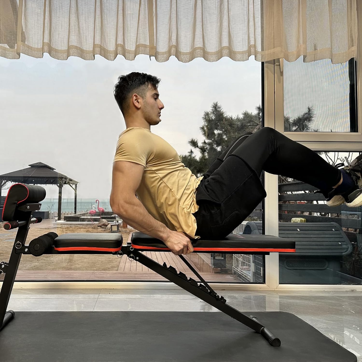 Banco de pesas ajustable para gimnasio en casa, plegable, inclinación, declinación, banco de entrenamiento de fuerza de cuerpo completo, soporta