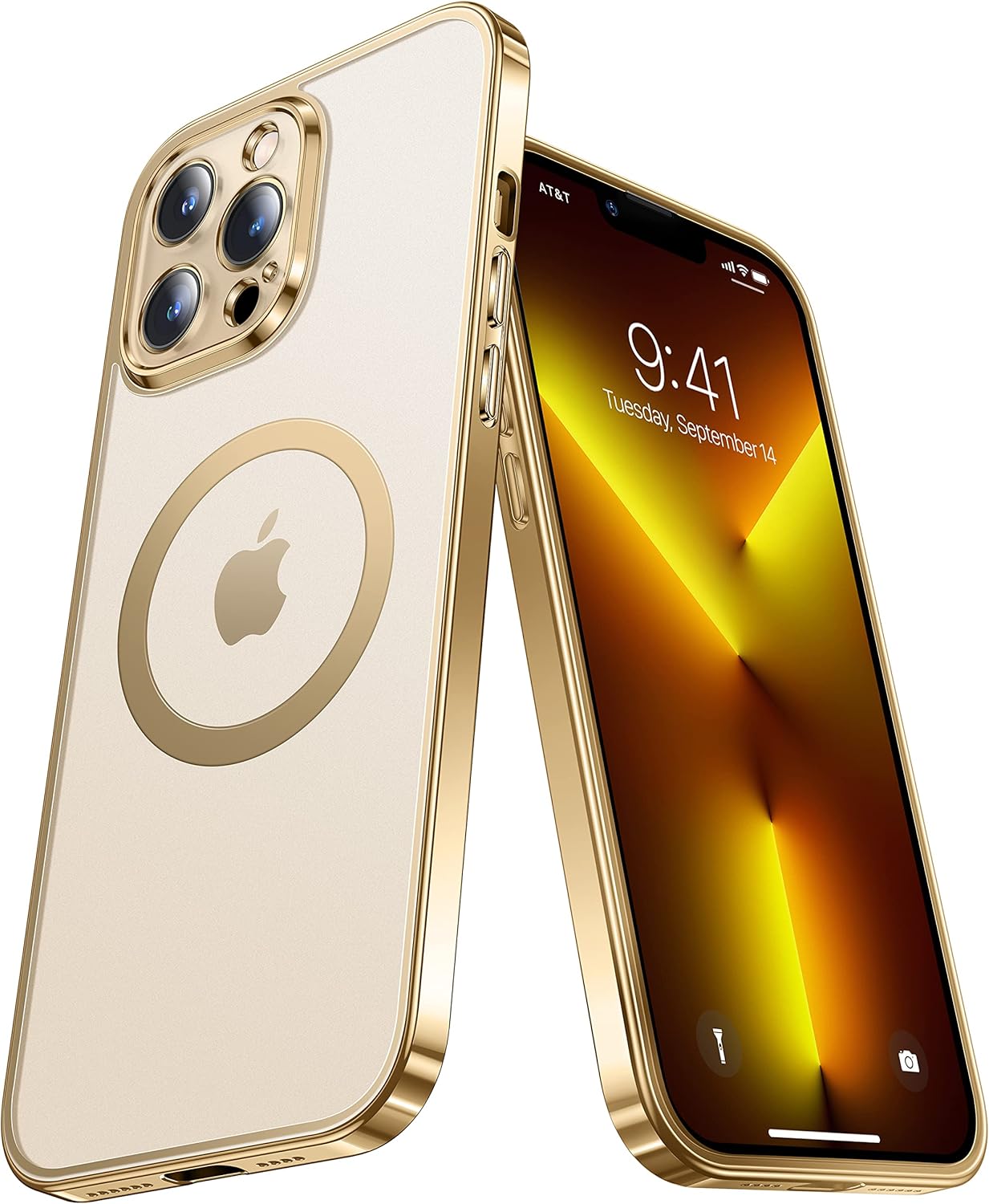 Alphex Funda oficial de color para iPhone 13 Pro, parachoques brillante y parte trasera mate, fuerte magnético compatible con MagSafe, antihuellas,