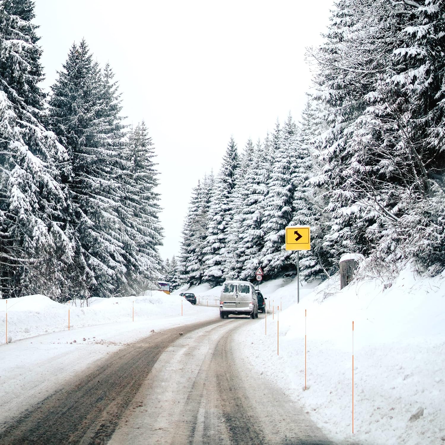 COLOtime Paquete de 30 marcadores de entrada con cinta reflectante de fibra de vidrio, estacas de nieve de 48 pulgadas, reflectores para arado de