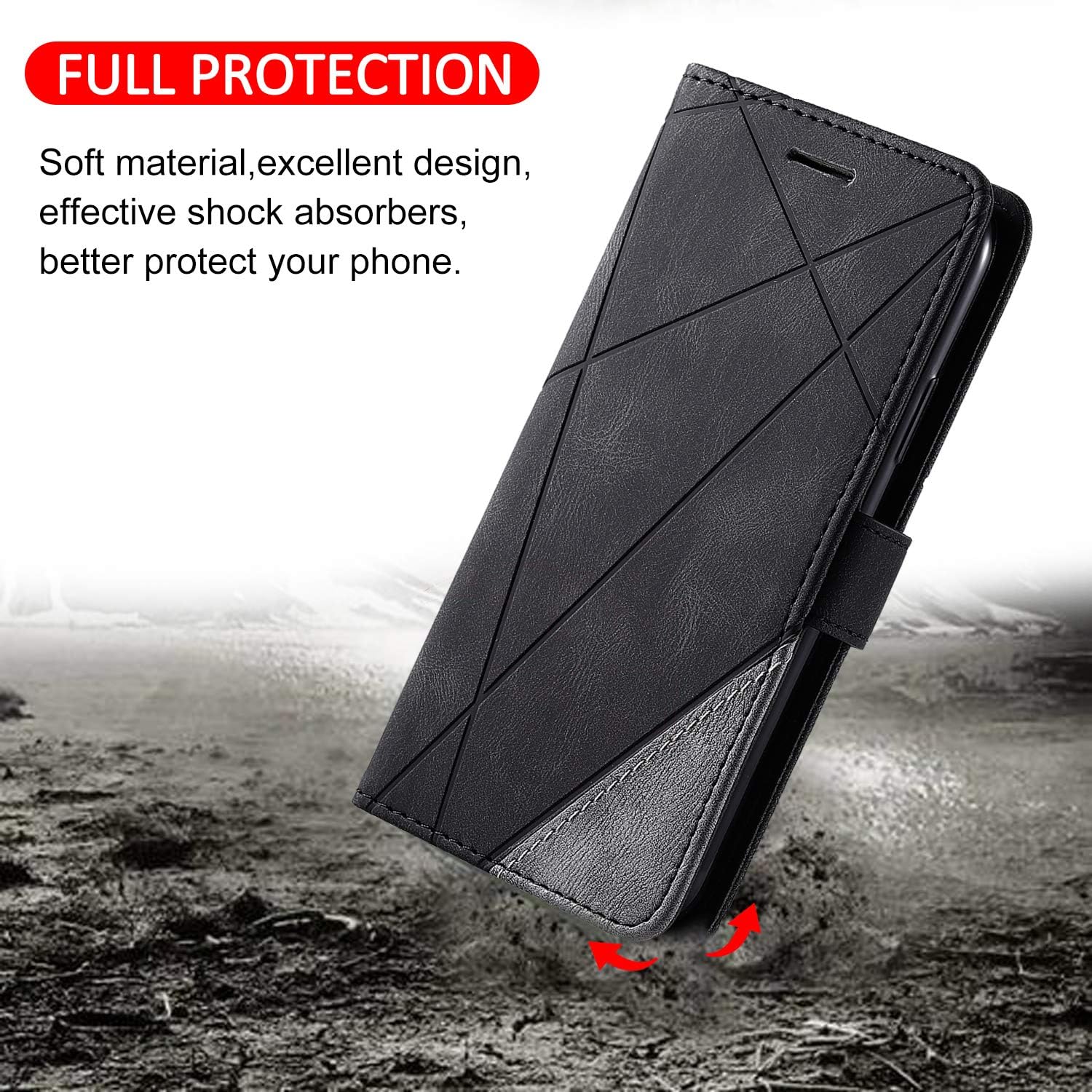 Funda tipo cartera de cuero para Xiaomi Poco X3 NFC, funda de cuero con tapa de PU de alta calidad, con ranuras de crédito, atril, libro de bolsillo