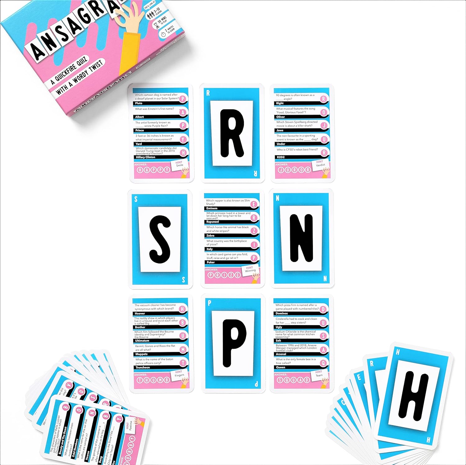 Ansagrams Party Game Travel Edition  Juego de cartas de trivia de ritmo rápido para adultos y niños  A partir de 12 años  3 a 10 jugadores  Tiempo