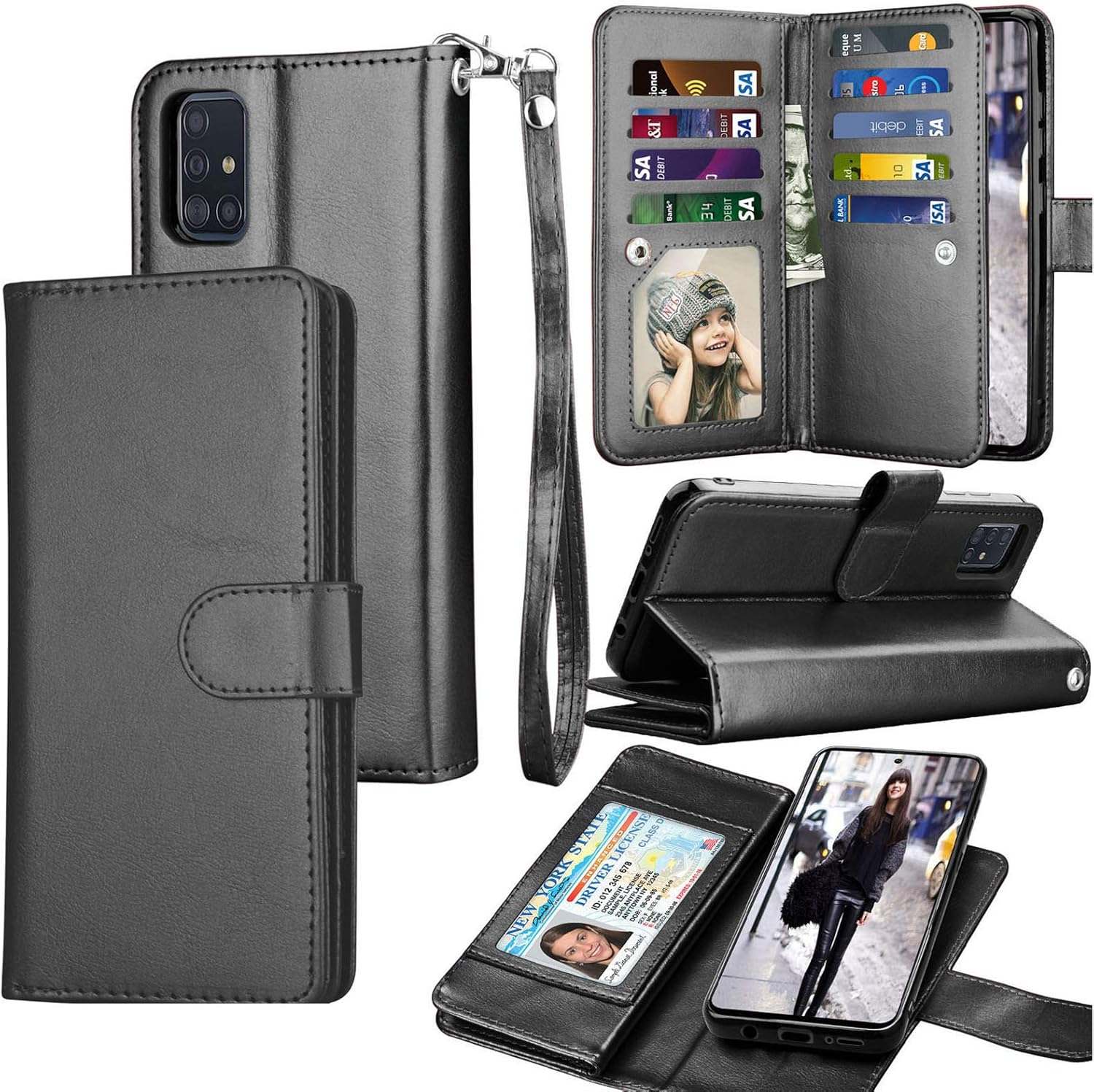 Tekcoo Funda para Galaxy A71 5G, versión 5G Funda tipo cartera para Galaxy A71, piel sintética de lujo, ranuras para tarjetas de crédito en