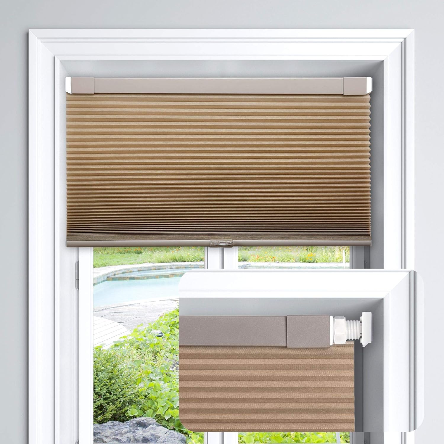 LazBlinds Persianas celulares sin cordón, sin herramientas, sin taladro, filtrado de luz, persianas celulares para ventana de tamaño de 33 12