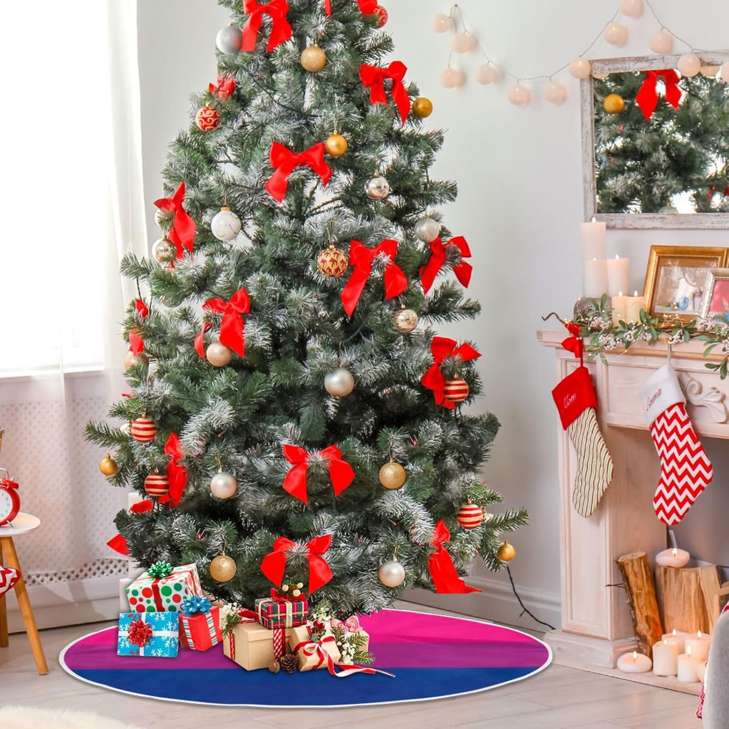 Falda de árbol de Navidad con bandera del orgullo, decoración de otoño, falda de árbol de Navidad moderna, decoraciones divertidas de Navidad