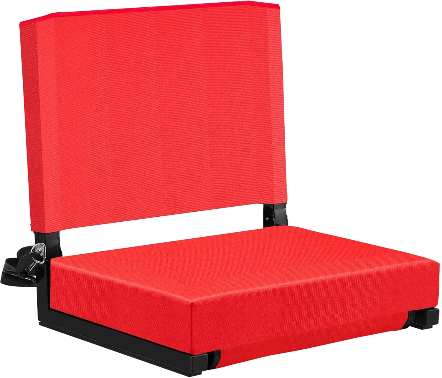 Eusuncaly Asiento de estadio para gradas con respaldo y cojín acolchado ancho y cómodo, sillas plegables con correa para el hombro y bolsillos de