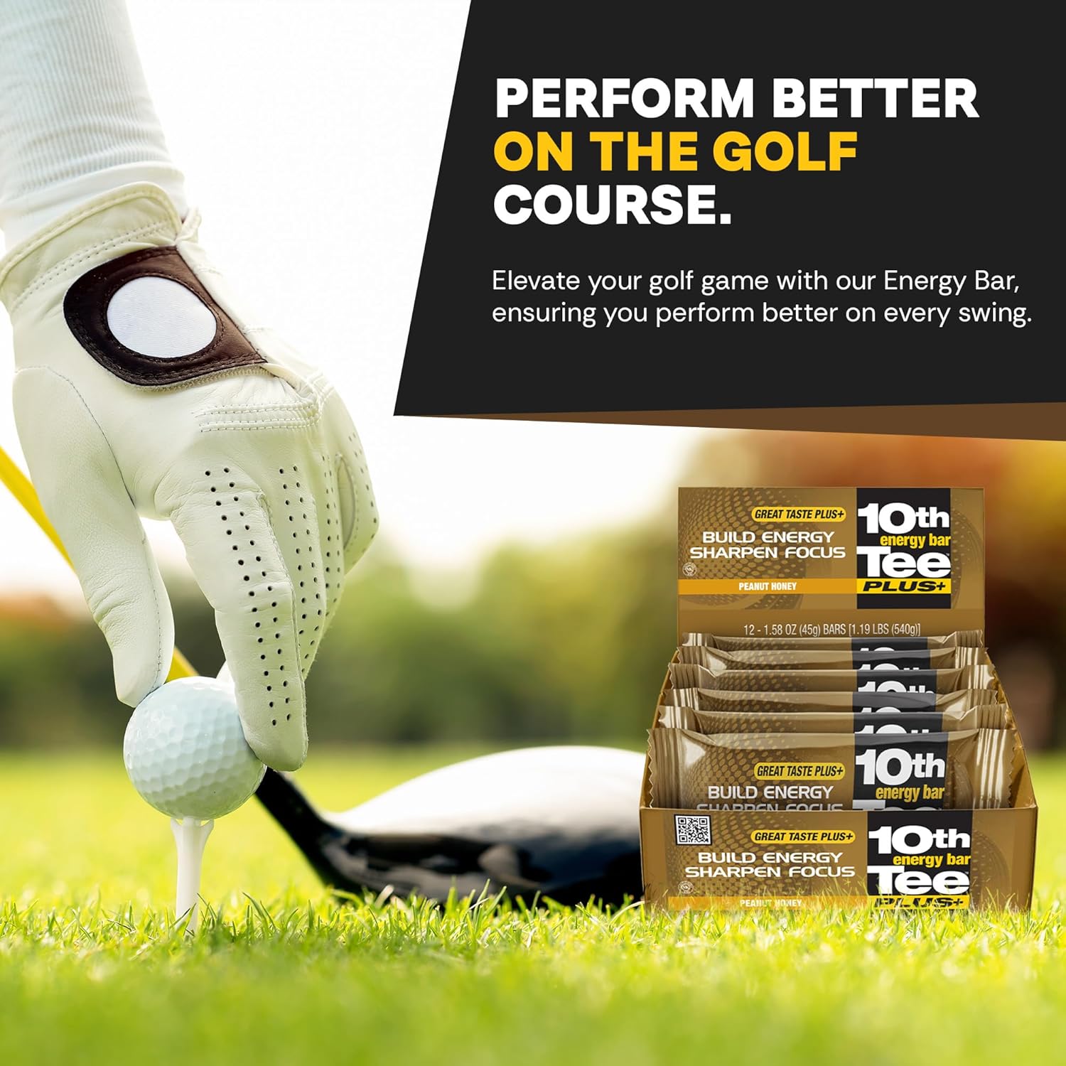 10th Tee PLUS+ Barras de miel de maní hechas con ingredientes naturales  Barra energética de golf, barra de fácil digestión, aperitivos saludables