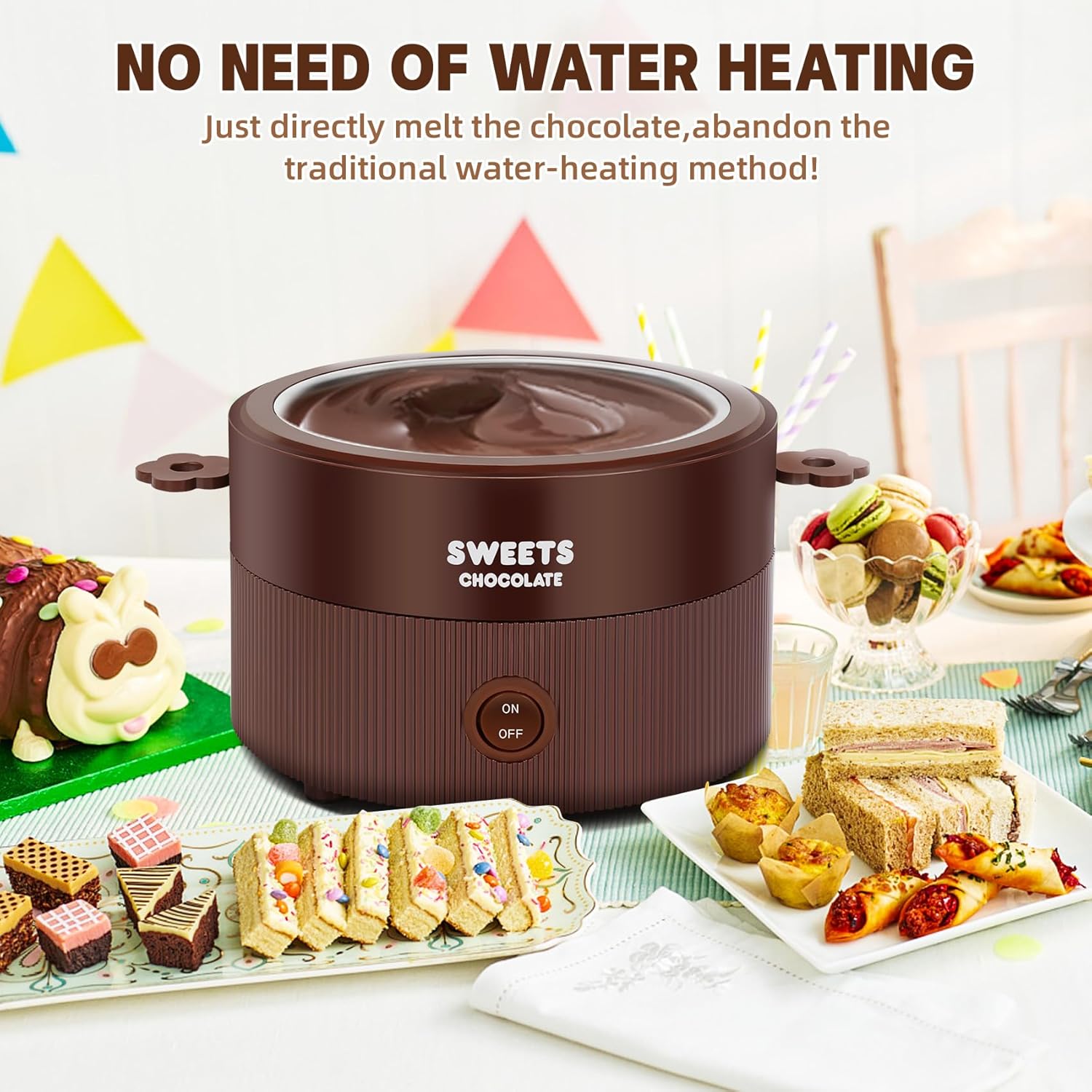 MINI – Juego de fondue para fundir chocolate eléctrico de 8.79 onzas, bonita fuente de fondue de chocolate, máquina calentadora para chocolate con
