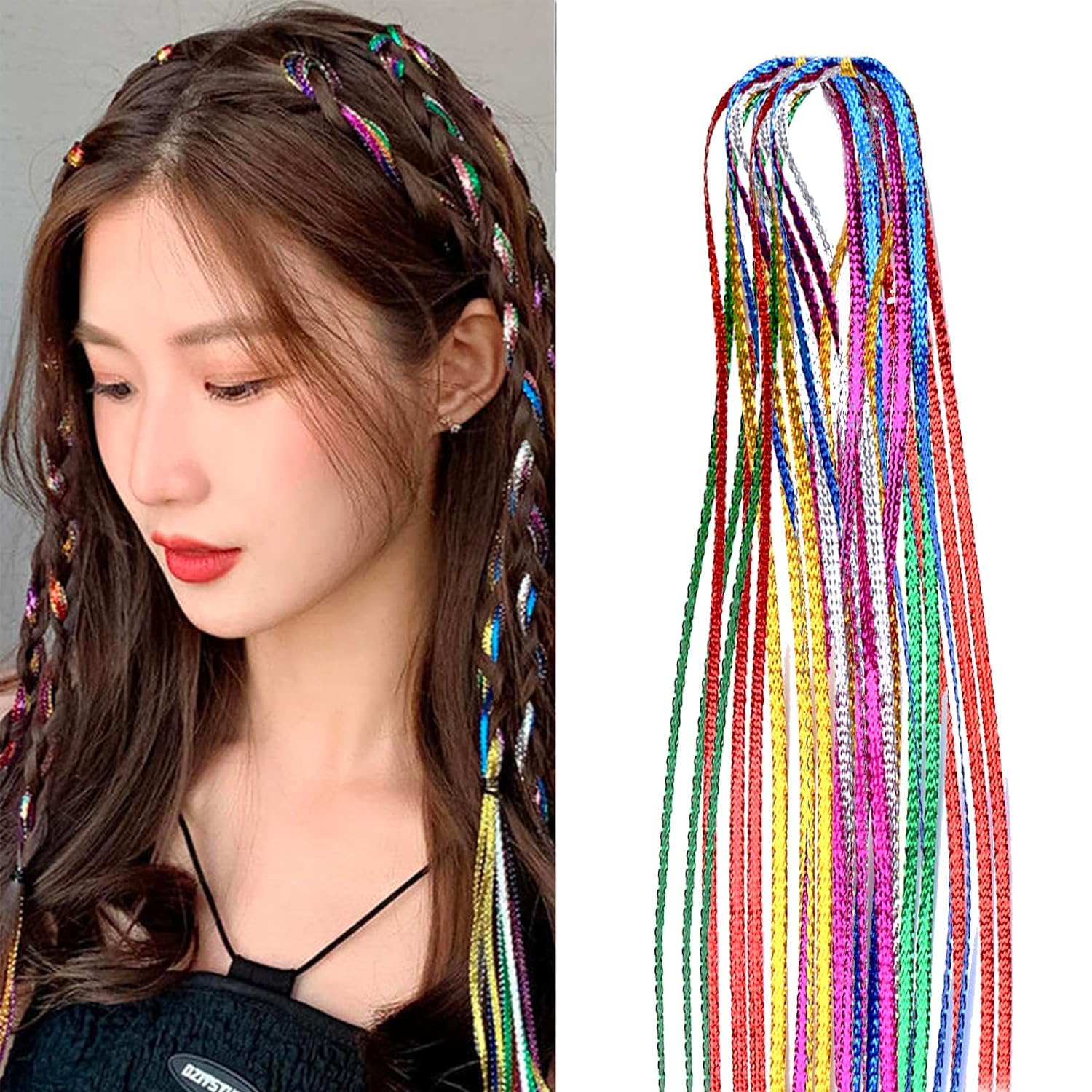 YFKEJI – 30 piezas de cuerdas coloridas para trenzas, lazos para trenzar con varios arcoíris, banda de cuerda de cabello de color degradado,