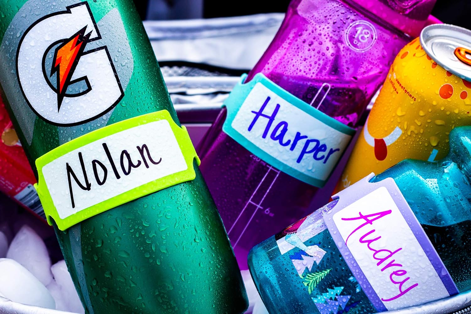 Etiquetas permanentes de escritura para botellas, vasos para sorber, recipientes de alimentos, 6 unidades (gris)