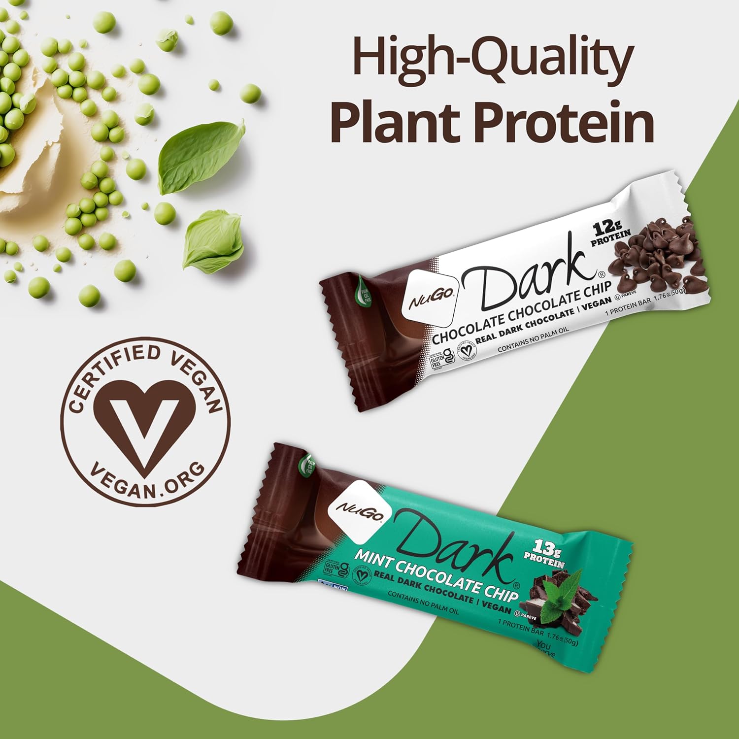 NuGo Moca de chocolate oscuro, 0.39oz de proteína vegana, 200 calorías, sin gluten, 24 unidades