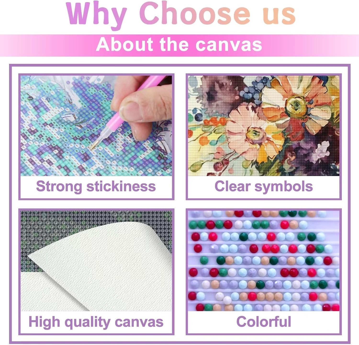 CoHraeu Kits de pintura artística de diamantes de flores para adultos, pinturas de puntos de diamante de perforación completa para principiantes,
